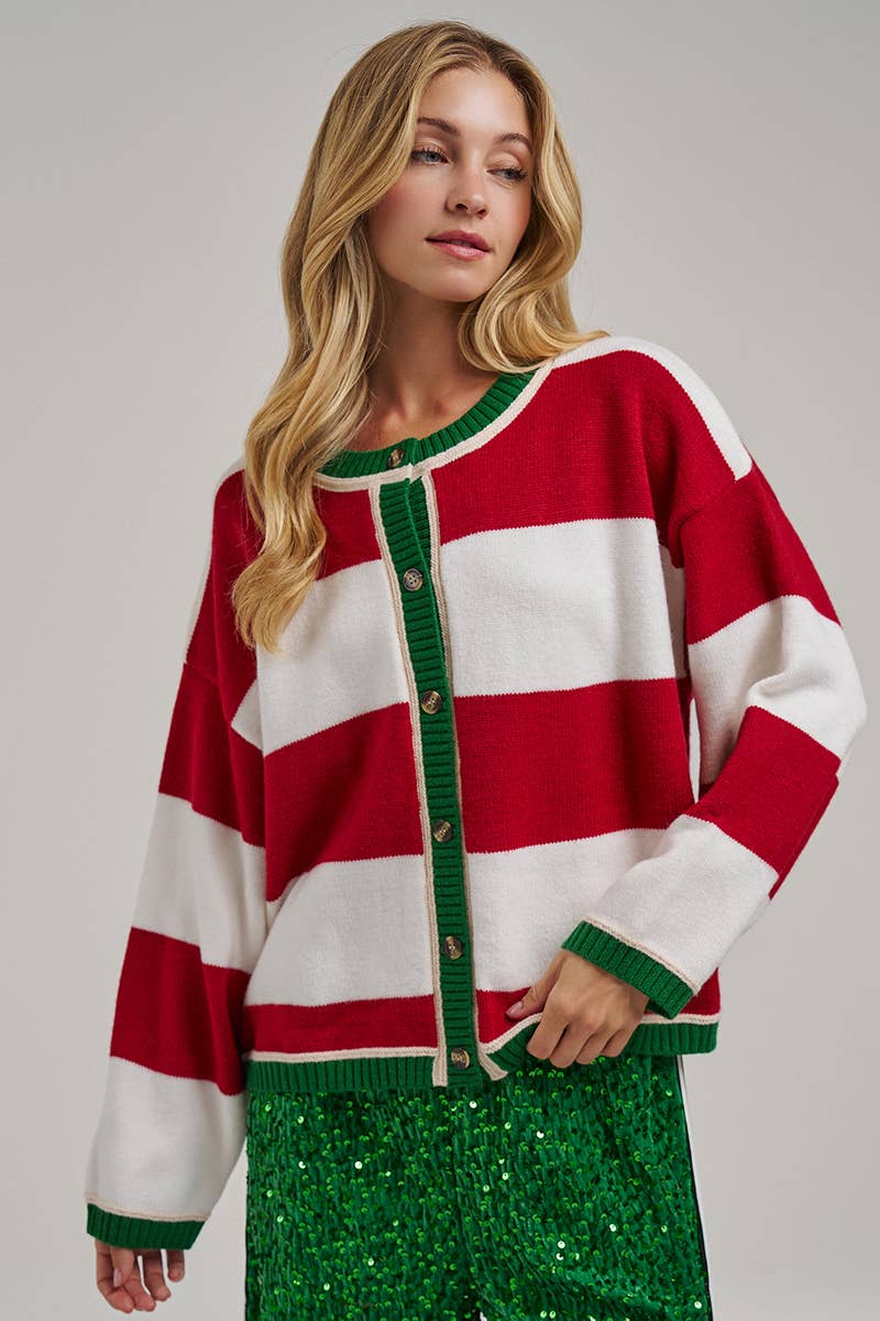 WIDE STRIPE HOLIDAY SWEATER