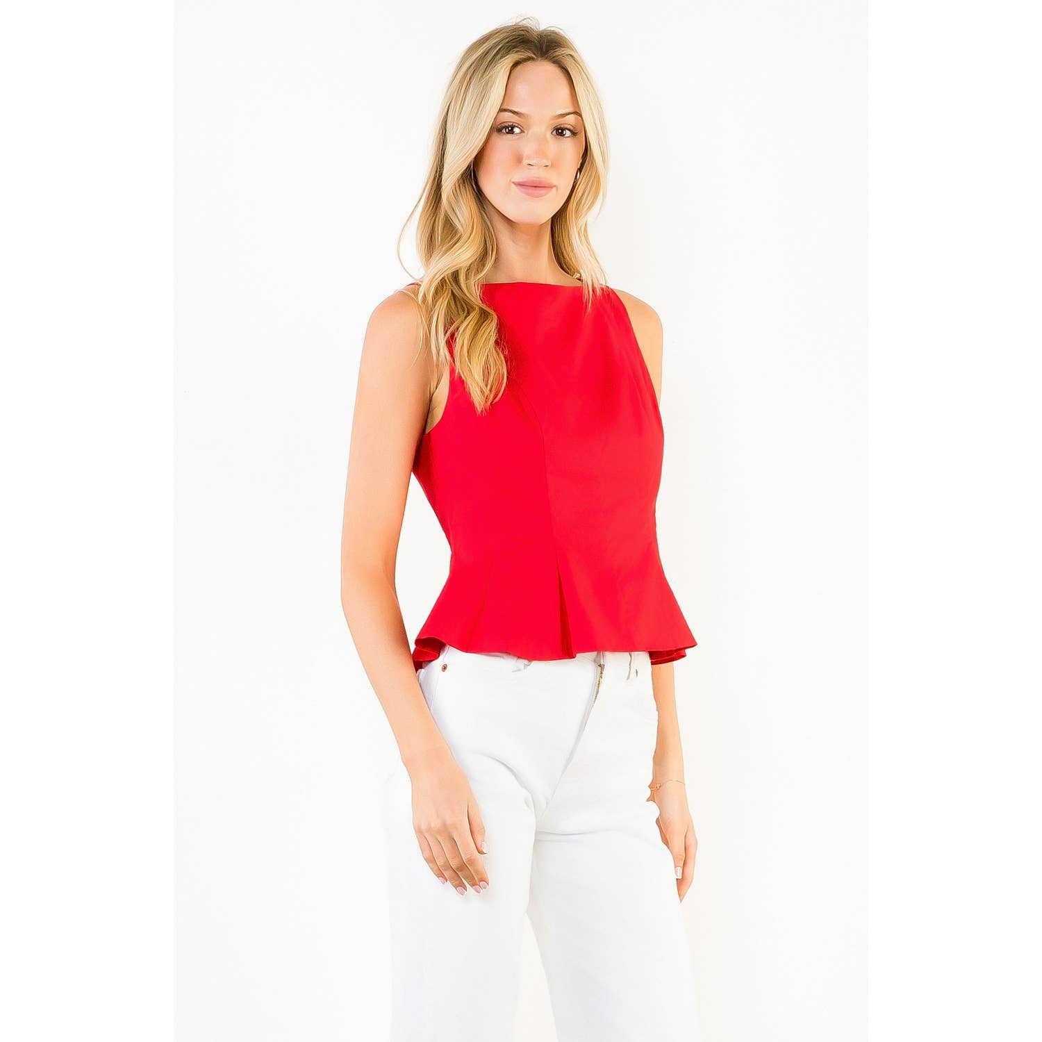 Sleeveless Peplum Top — The Golden Antler Boutique