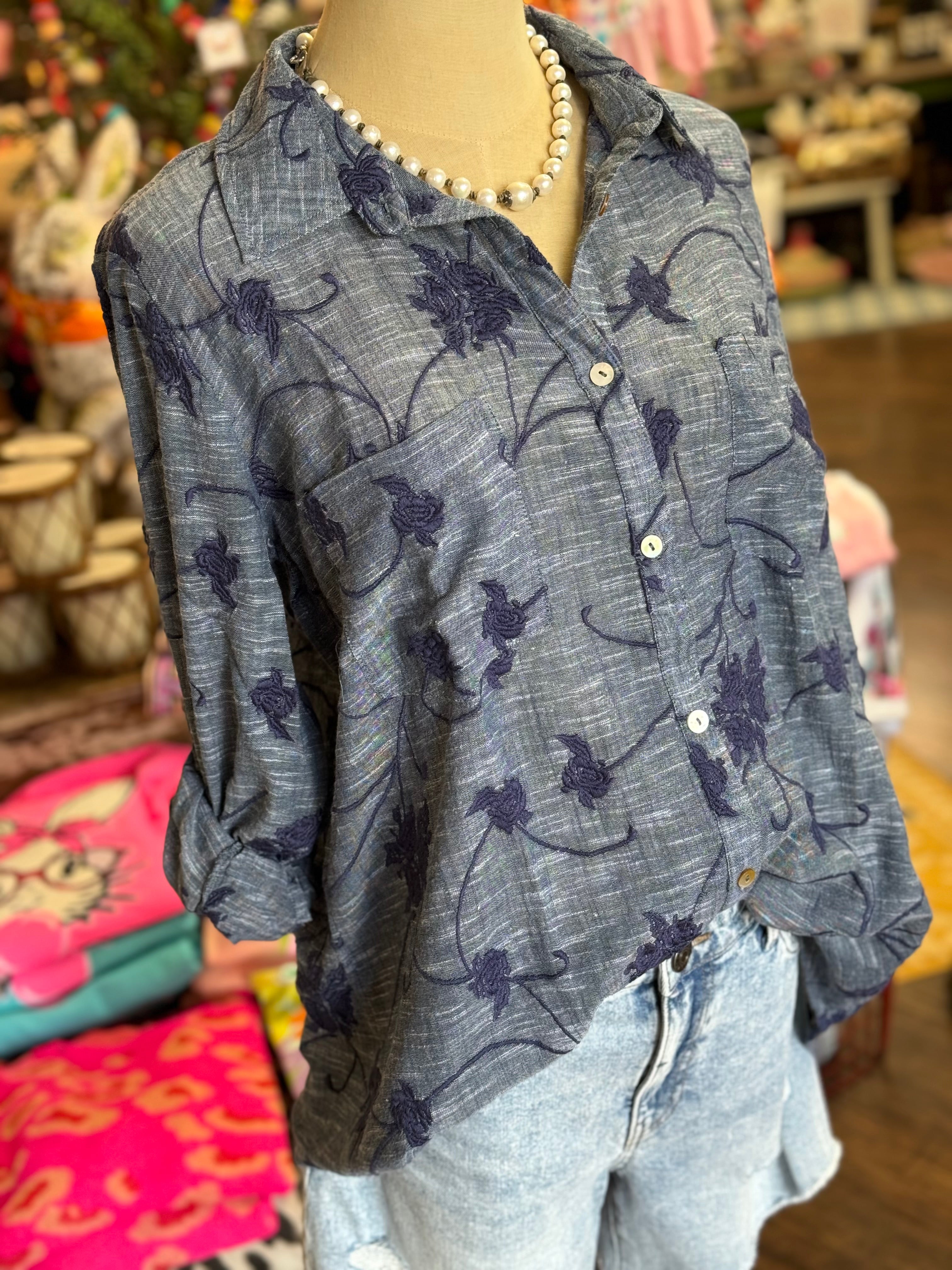 Royal Chambray Top