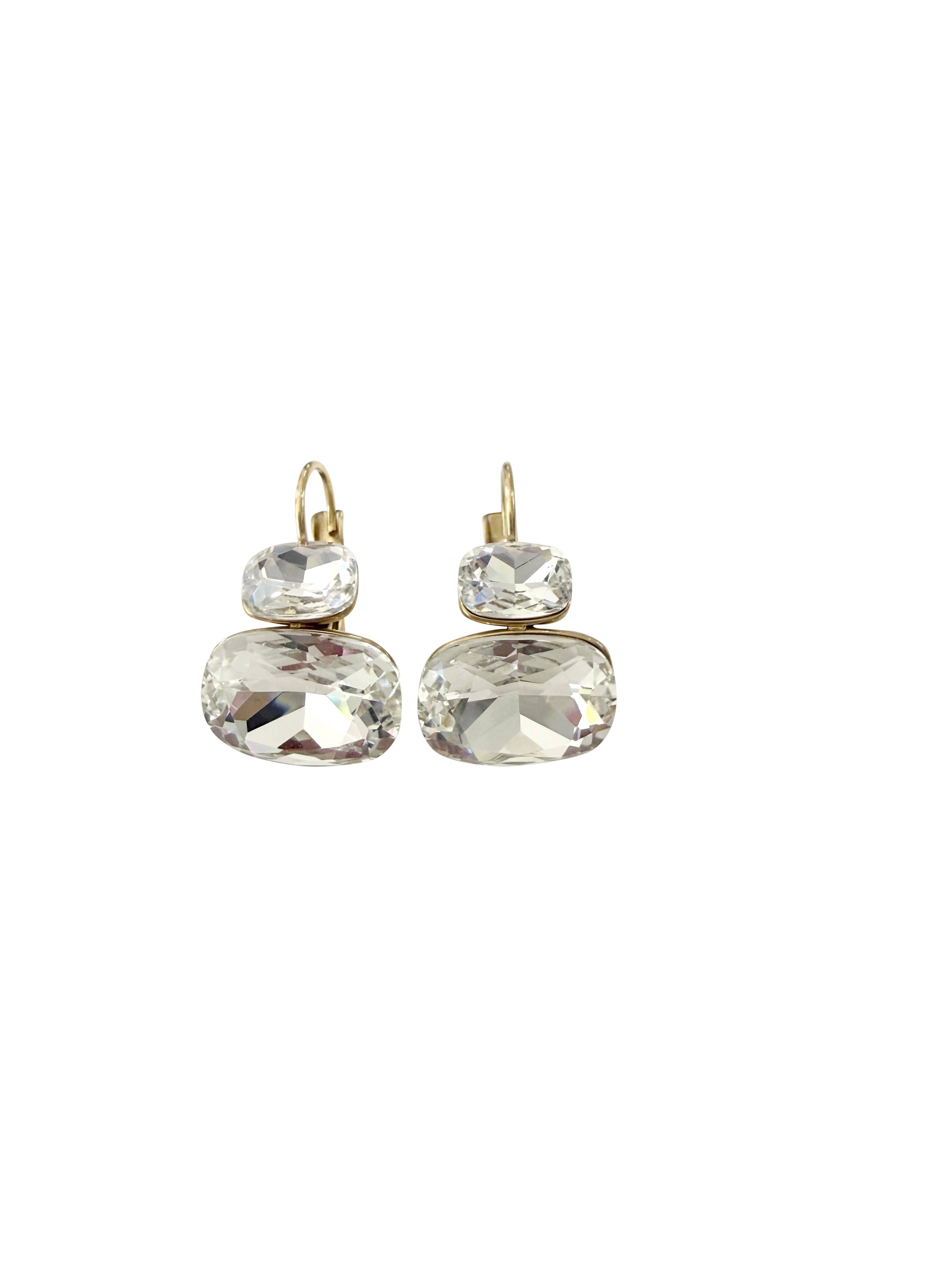 Ollie Gemstone Statement Earrings - Clear