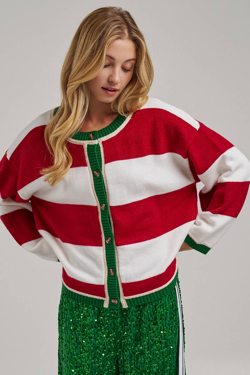 WIDE STRIPE HOLIDAY SWEATER