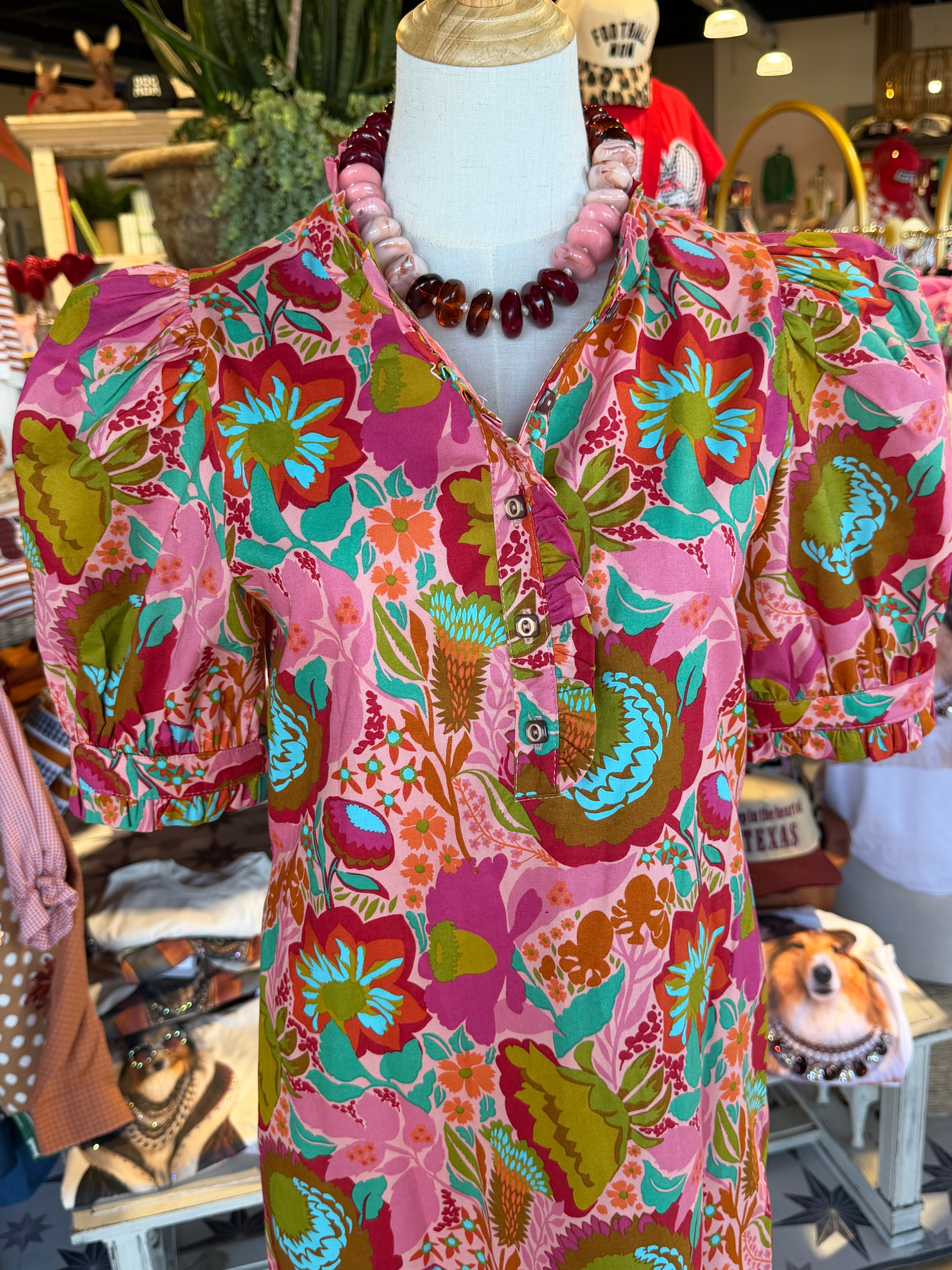 Bouquet Midi Shirt Dress