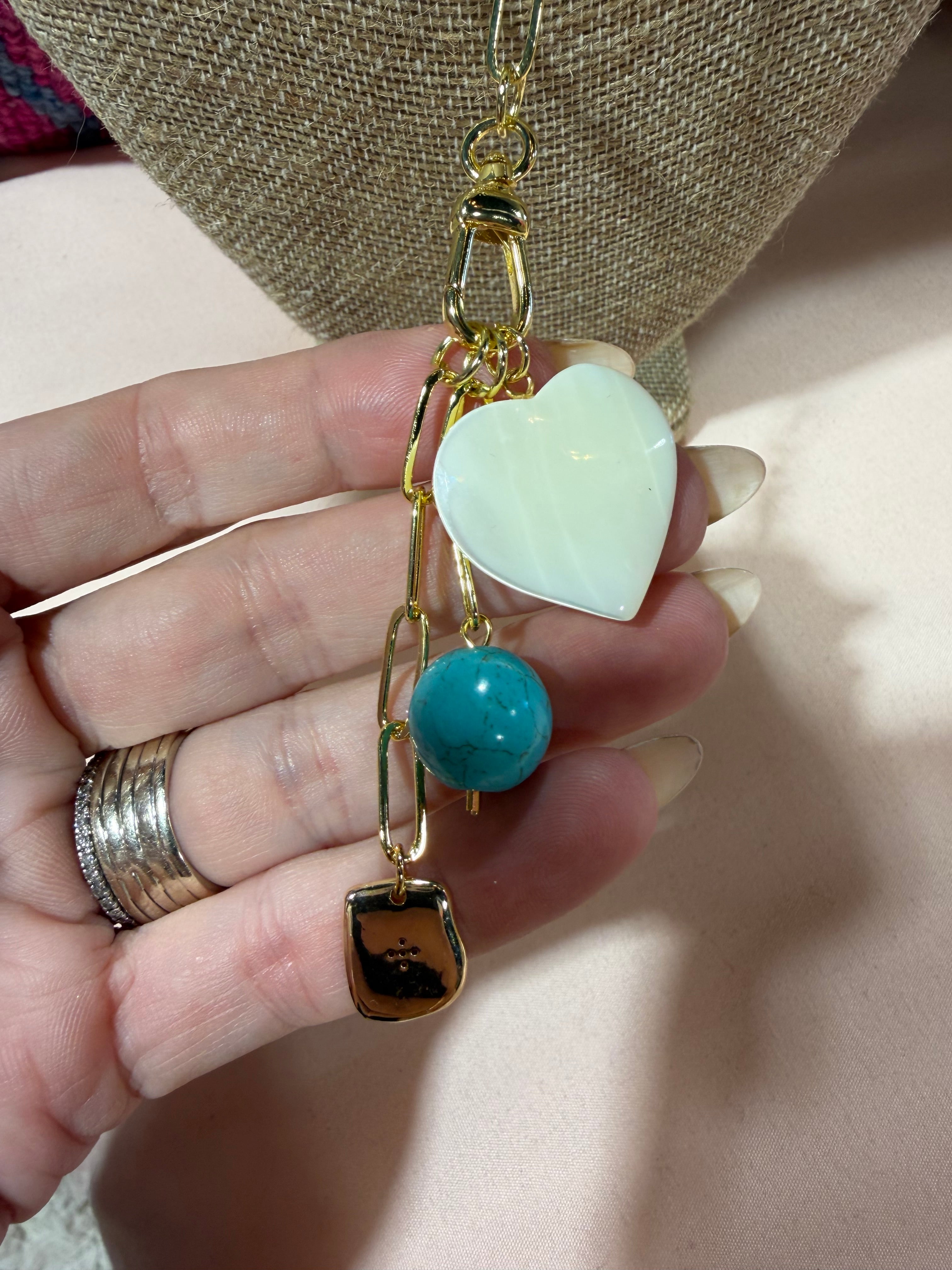 Mother of Pearl Heart Charm Necklace