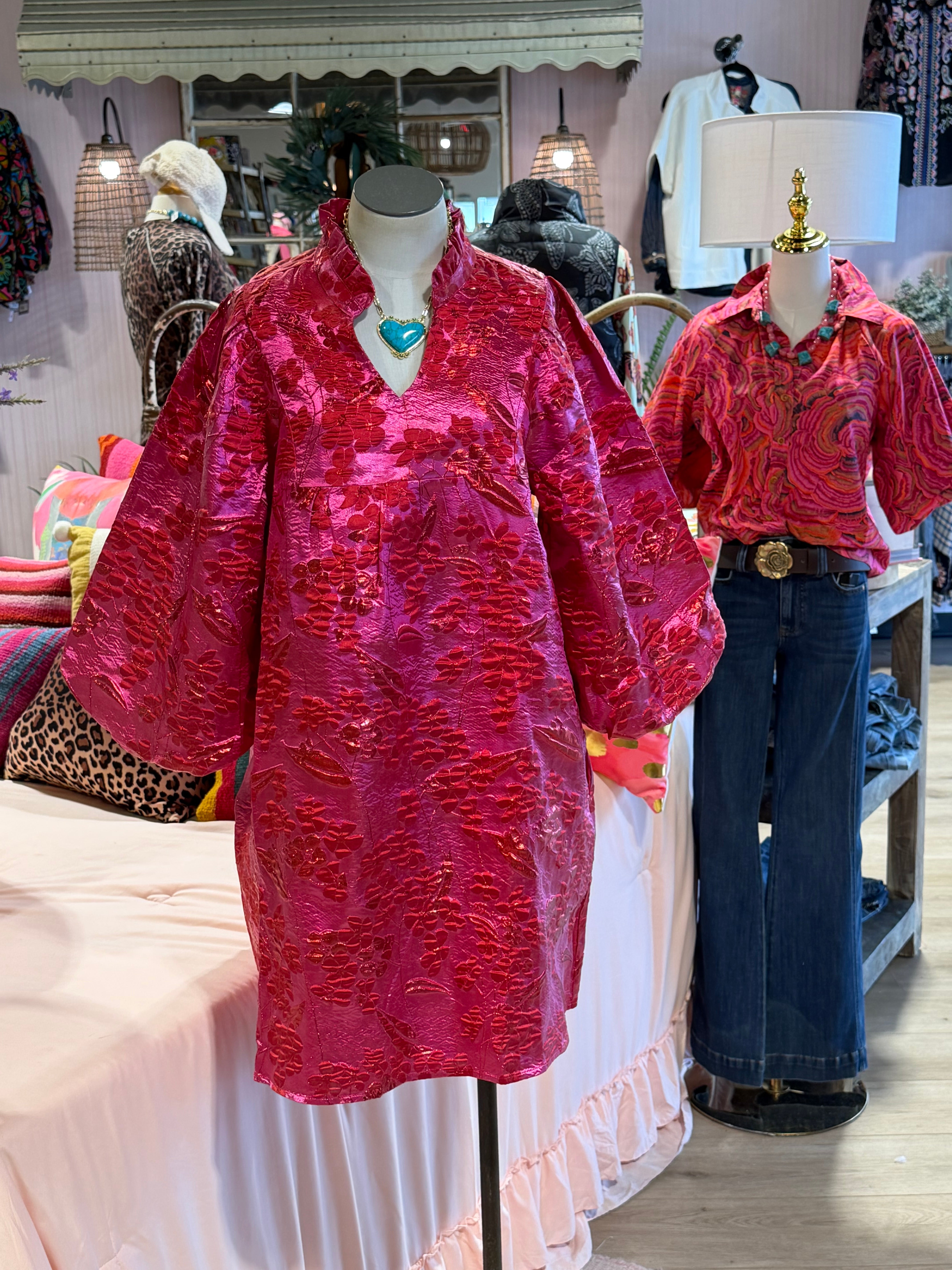 Jacquard Hot Pink Dress