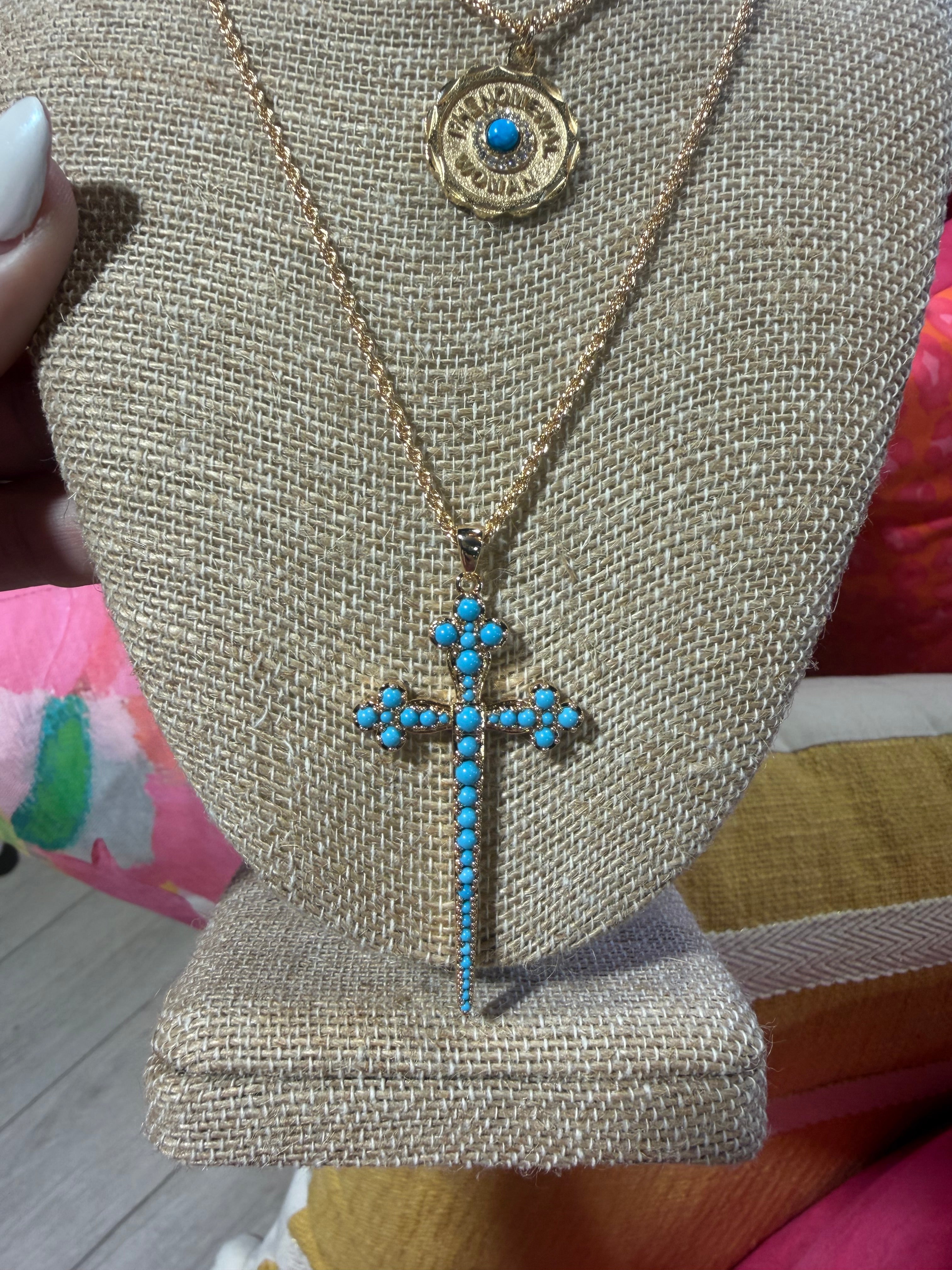 Athena Cross Turquoise Necklace