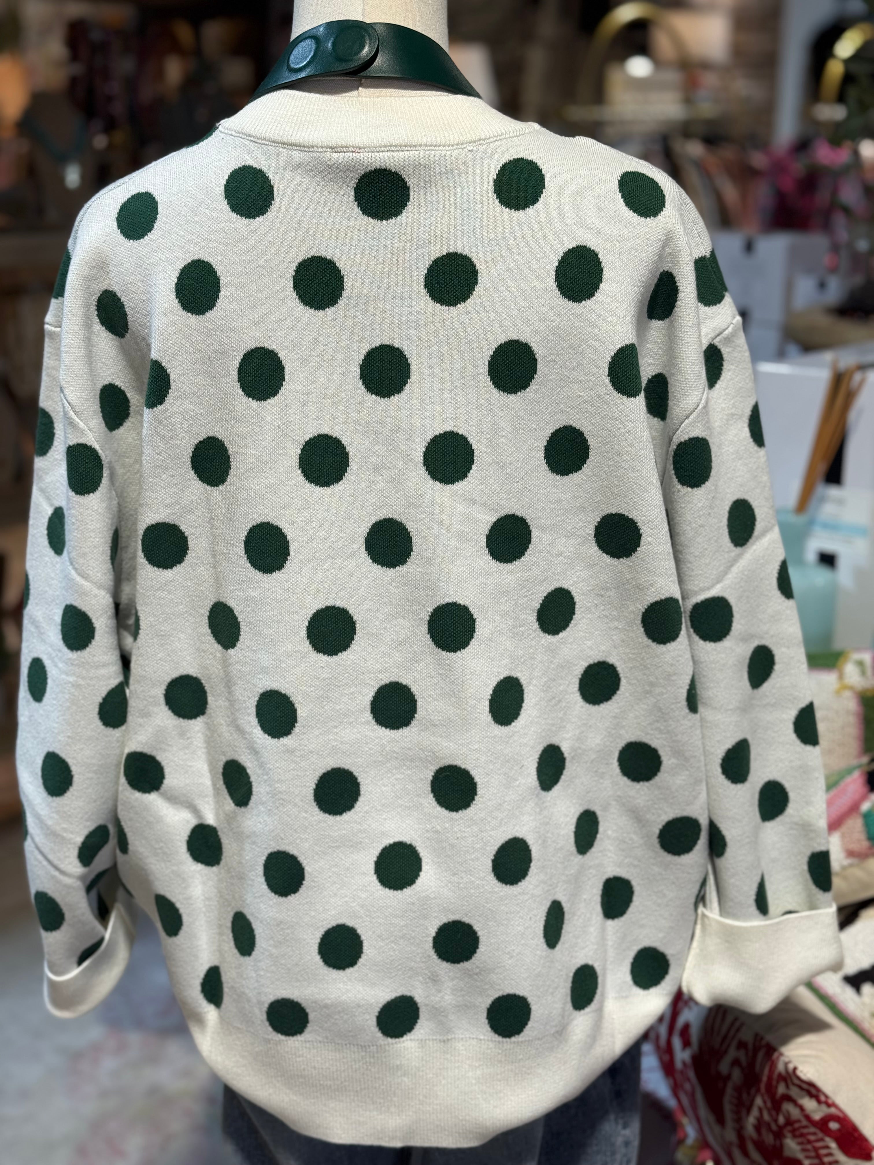 Green Polka Dot Santa Sweatshirt