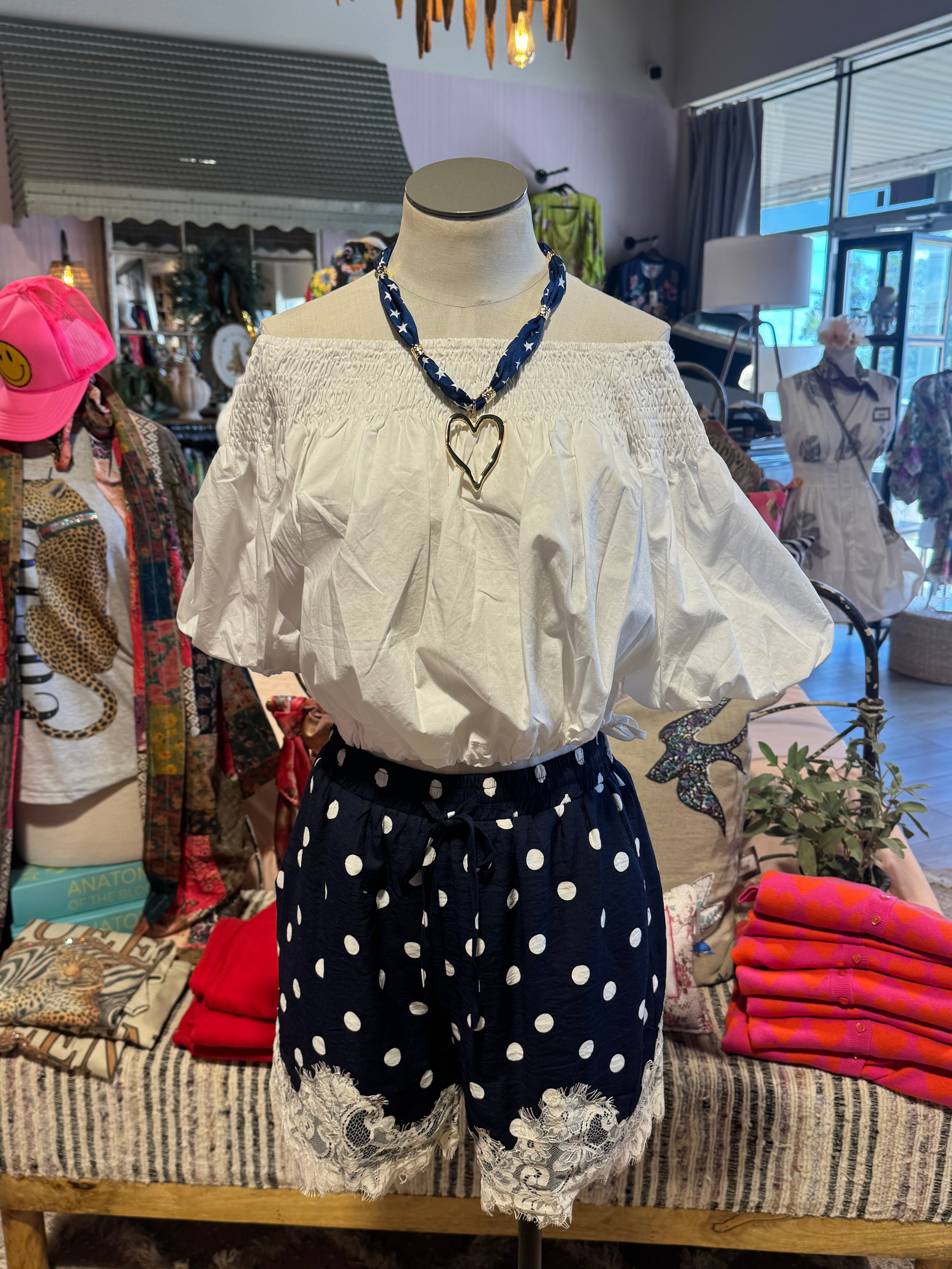 Polka Dot & Lace Shorts- 2 Colors