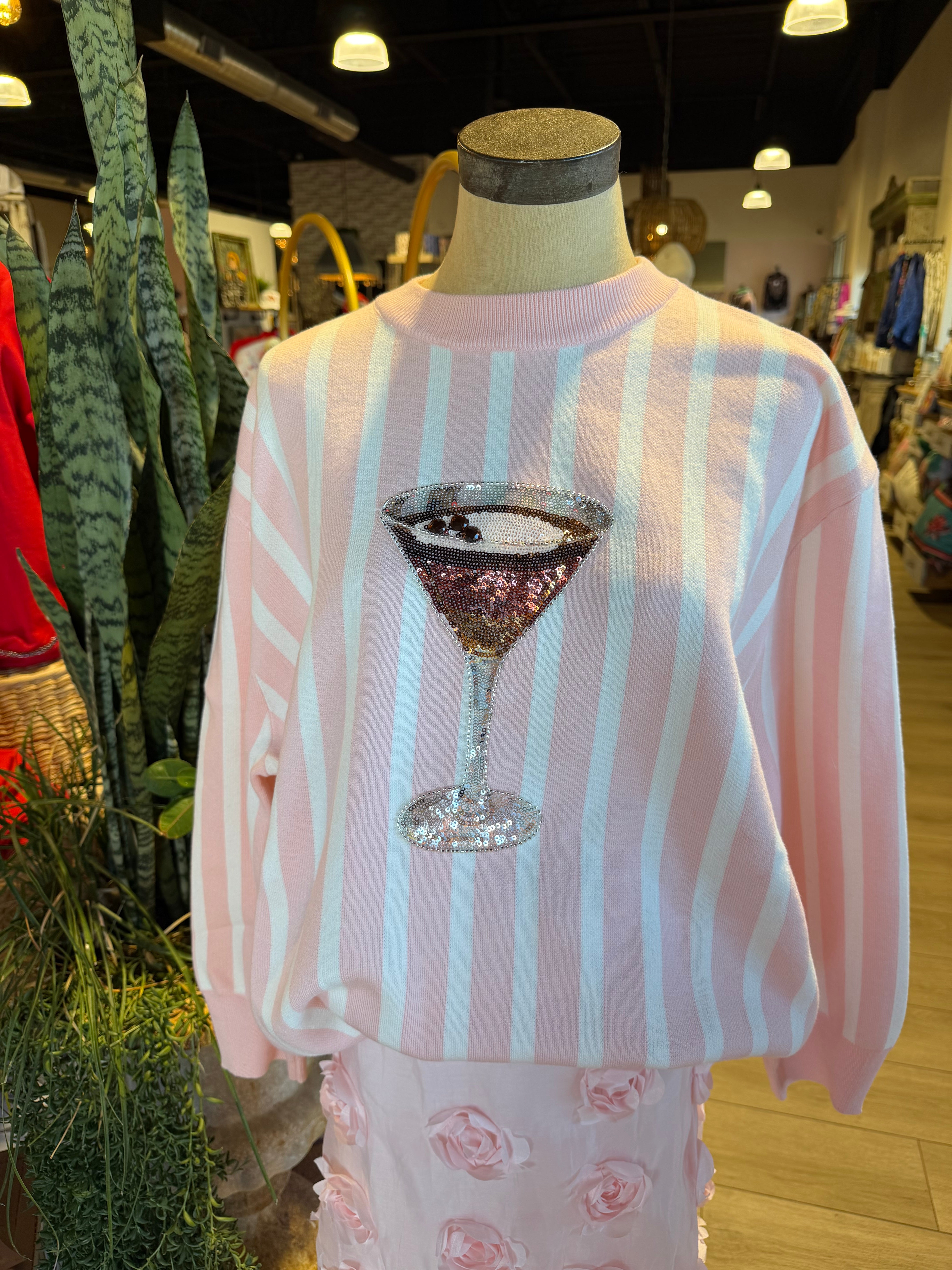 Pink Stripe Espresso Sweater