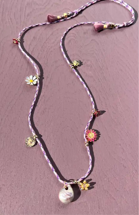 Daisy Pearl Charm Necklace