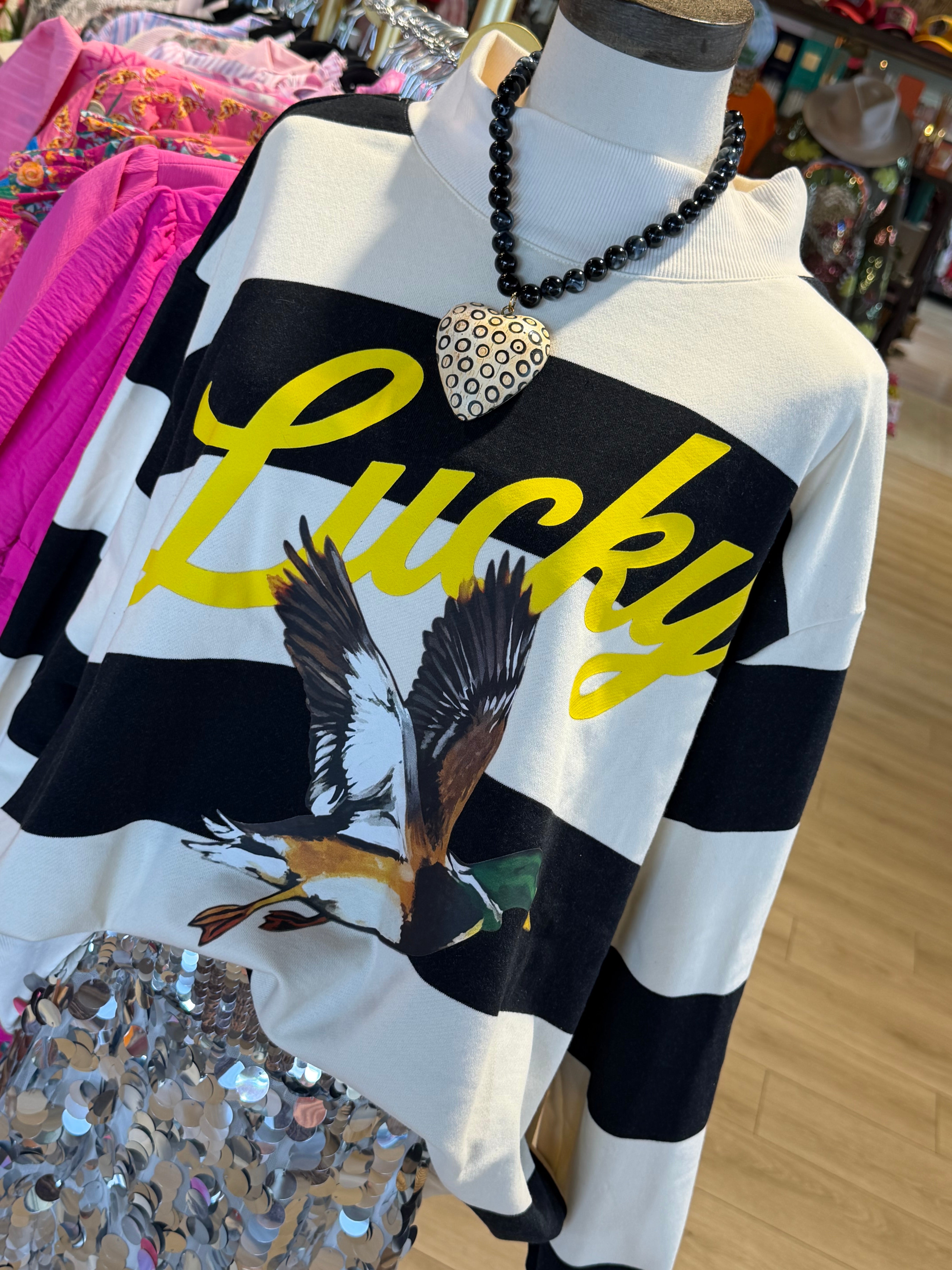 | Lucky Mallard Duck Mock-Neck Sweatshirt