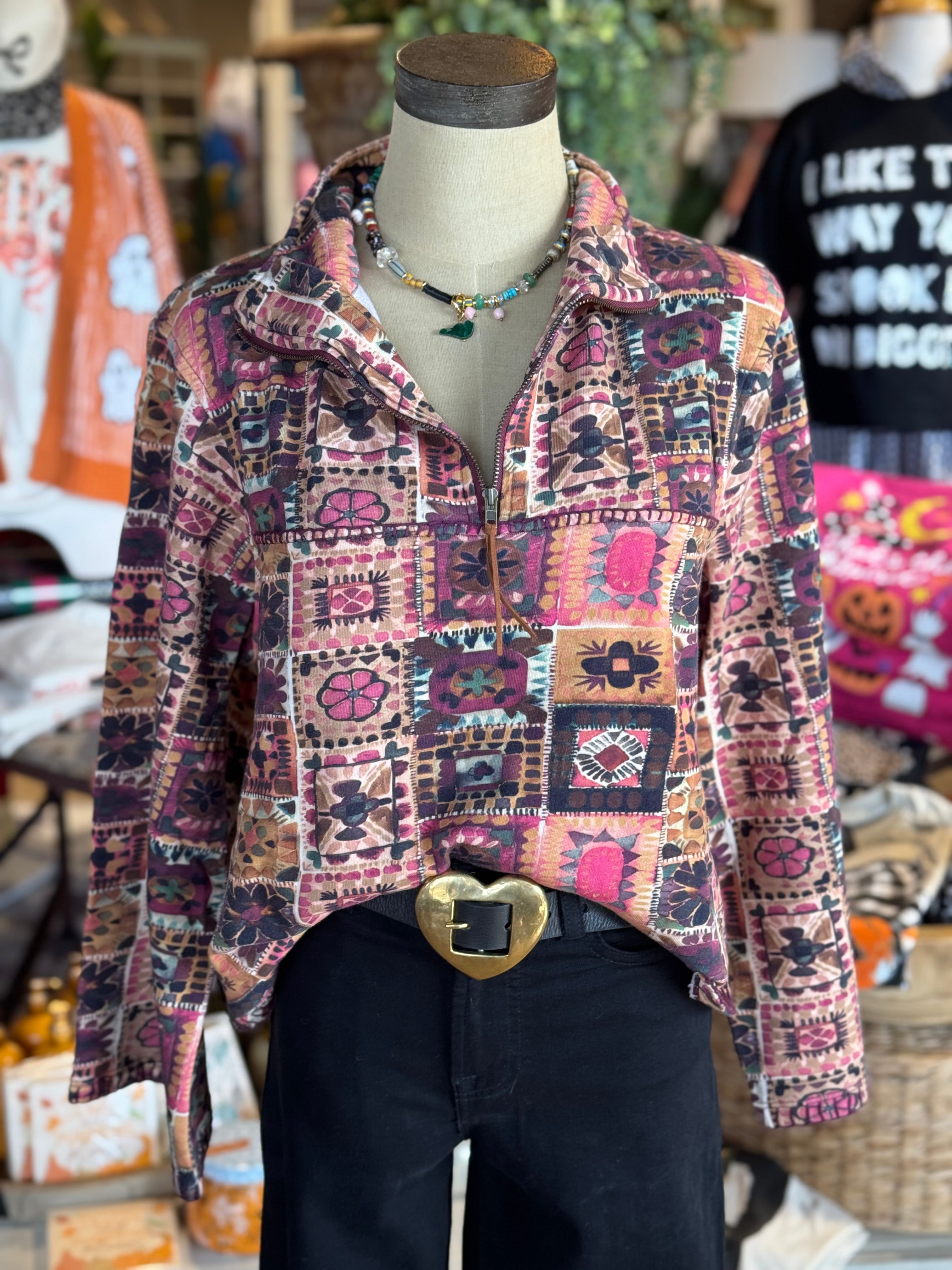 Zip Front Terry Pullover