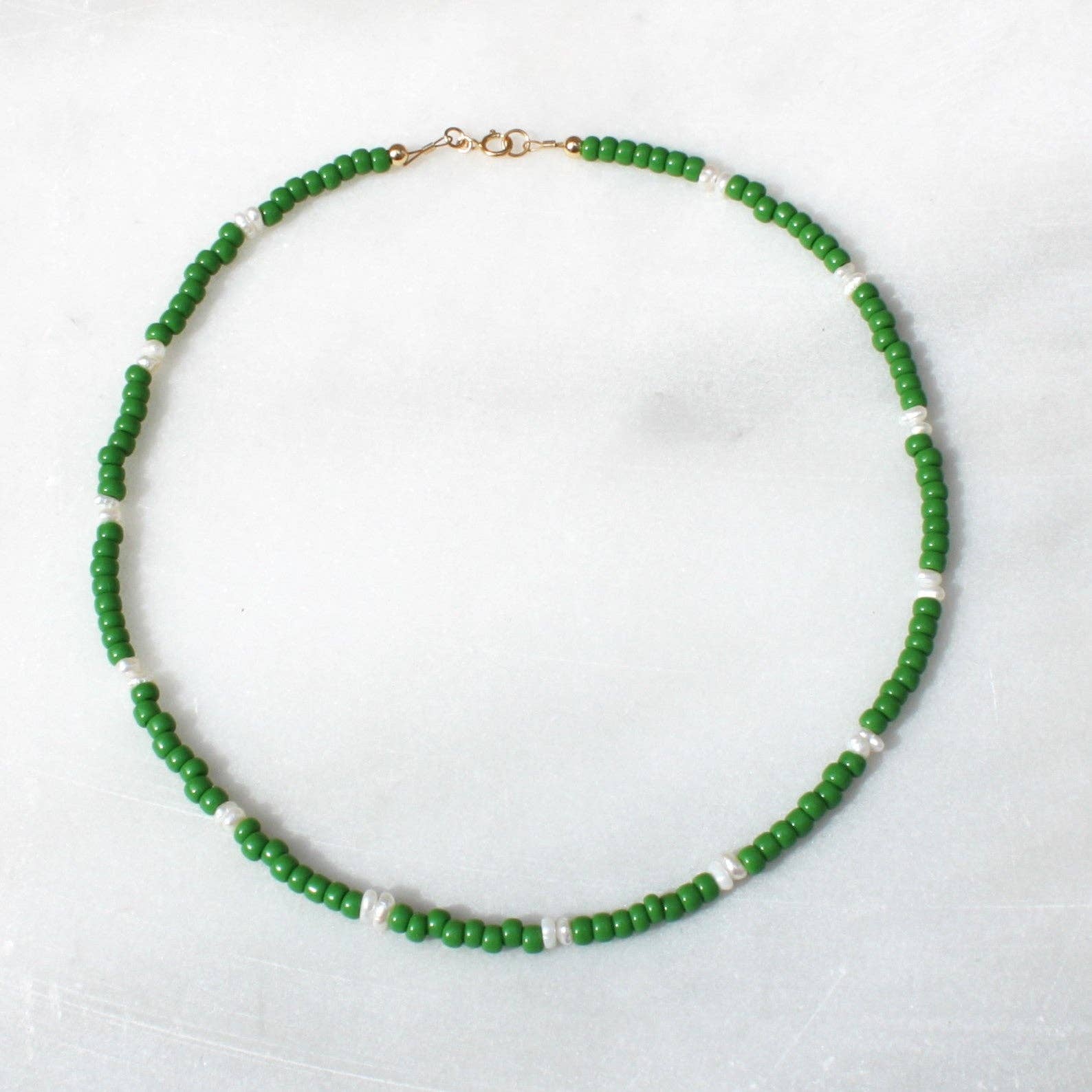 Kelly Green Beaded Necklace
