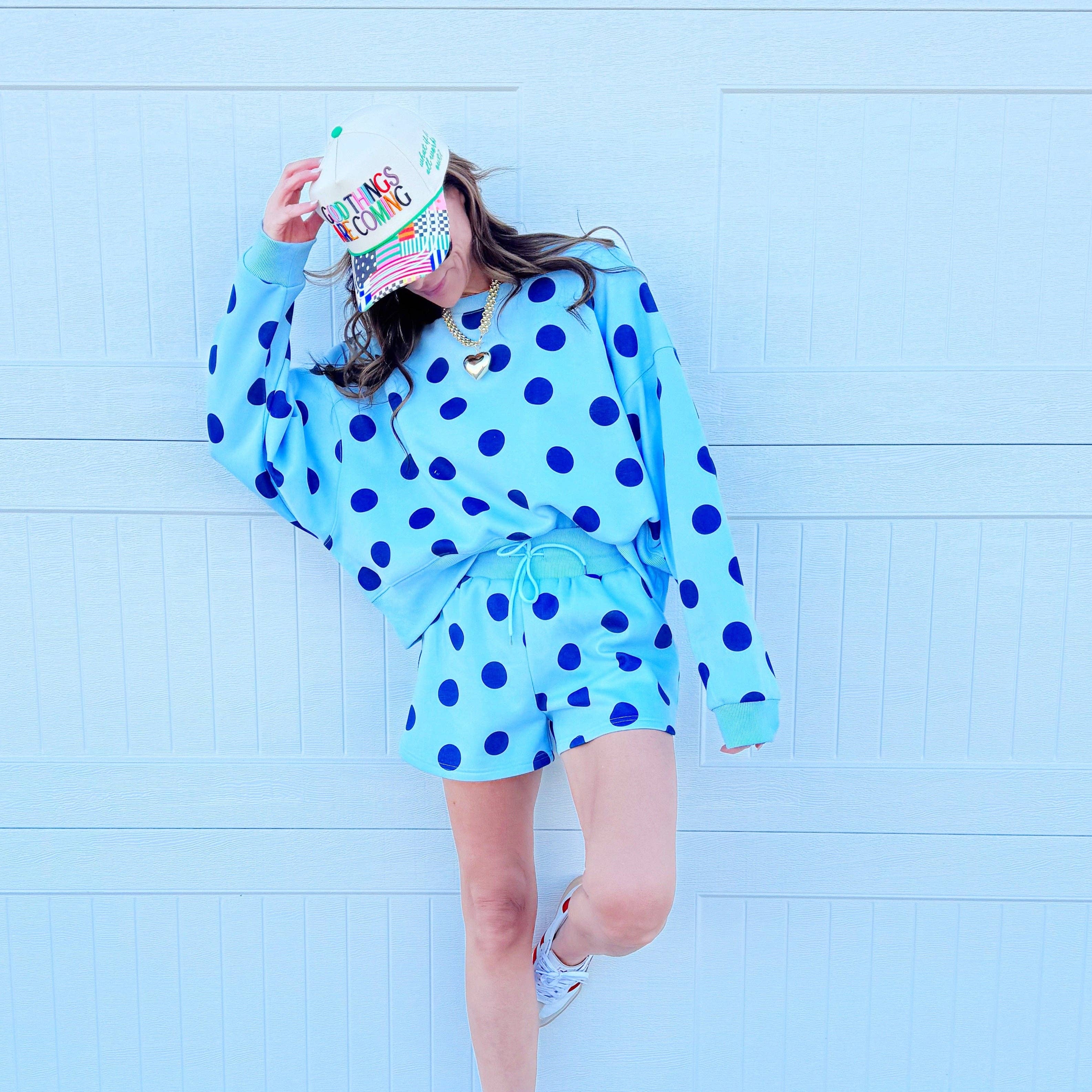 Blue Polka Dot Sweatshirt
