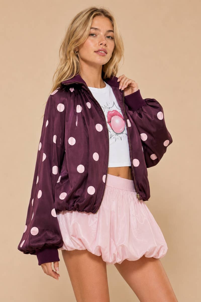 SATIN POLKADOT BUBBLE JACKET