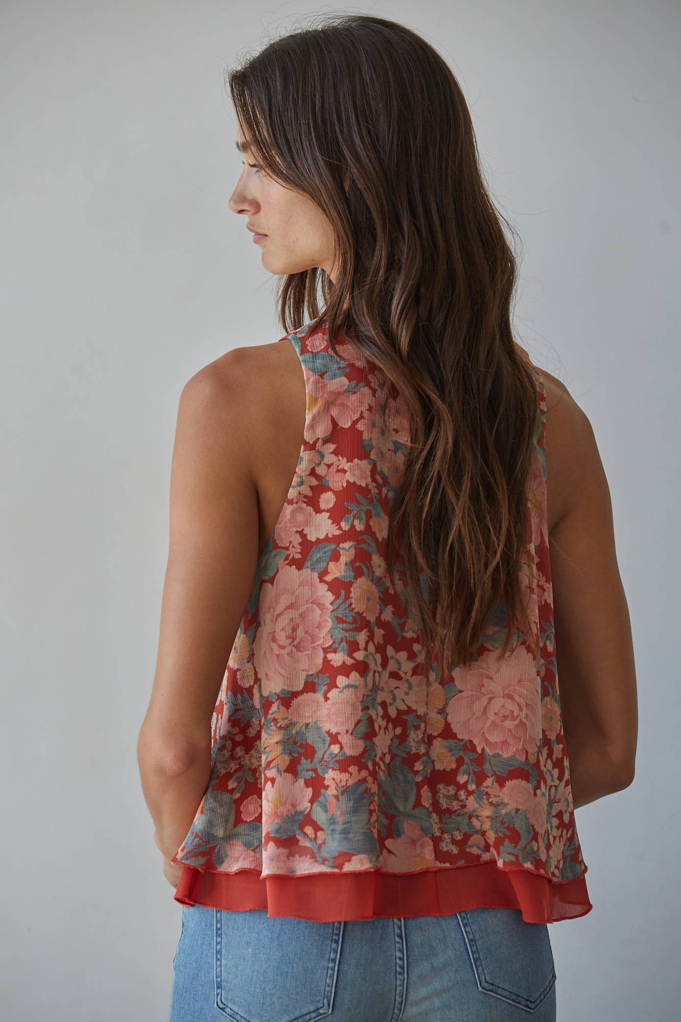 Chiffon Floral Print Sleeveless Top
