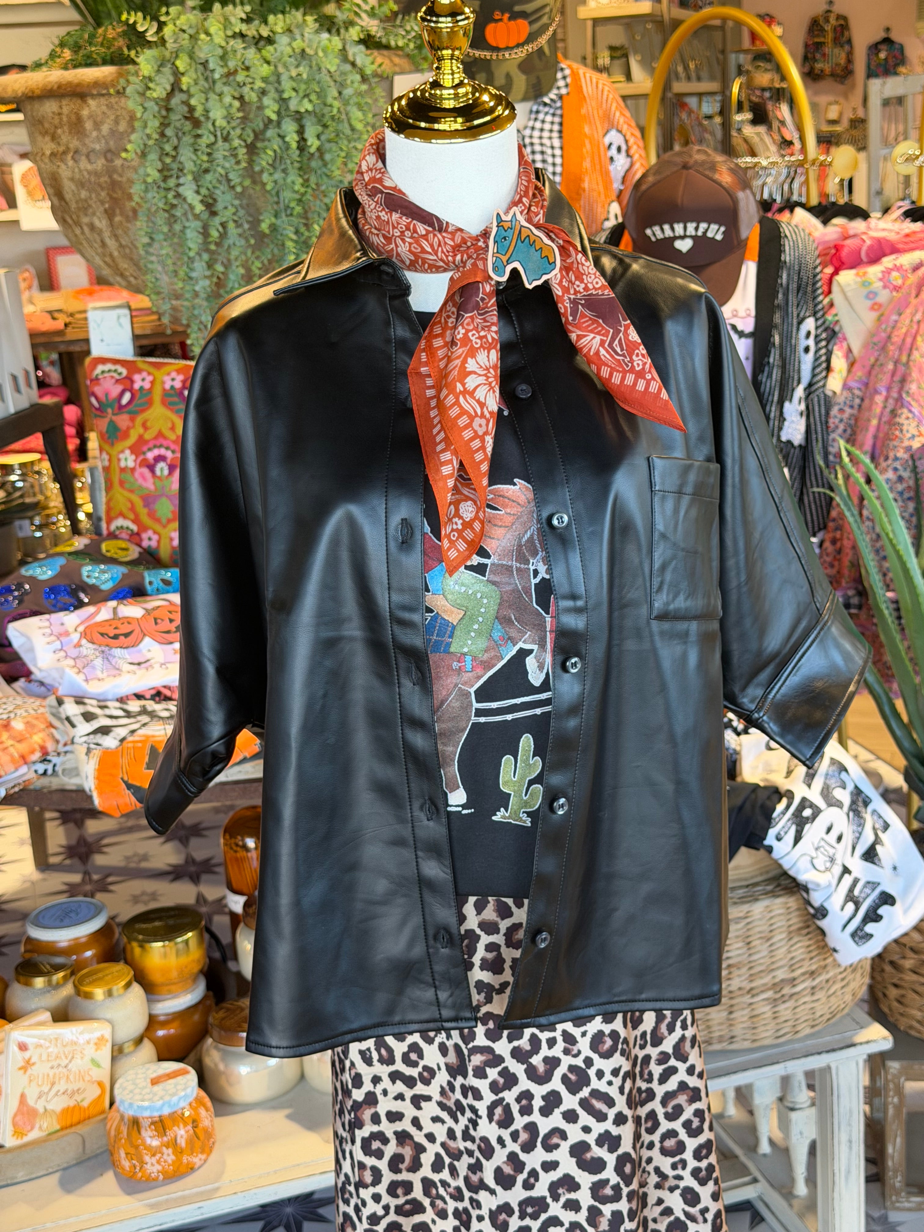 Eva Faux Leather Top (2 colors)