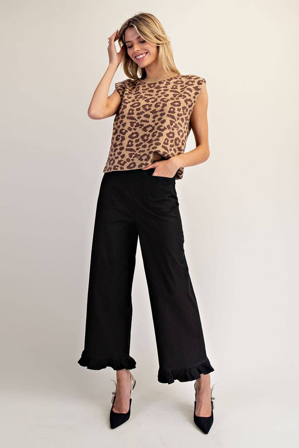RUFFLED HEM PANTS