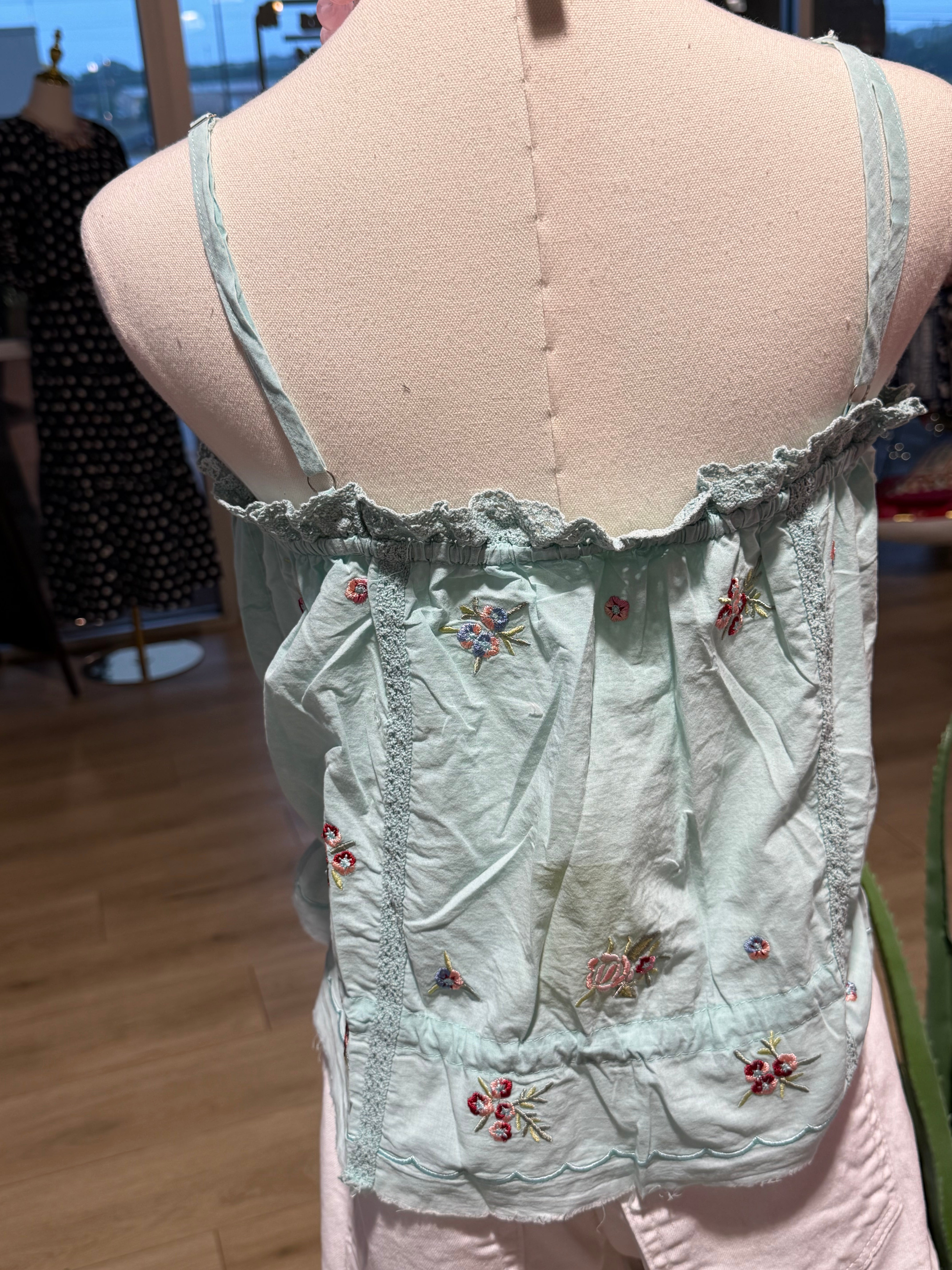 Sleeveless Embroidered Poplin Top