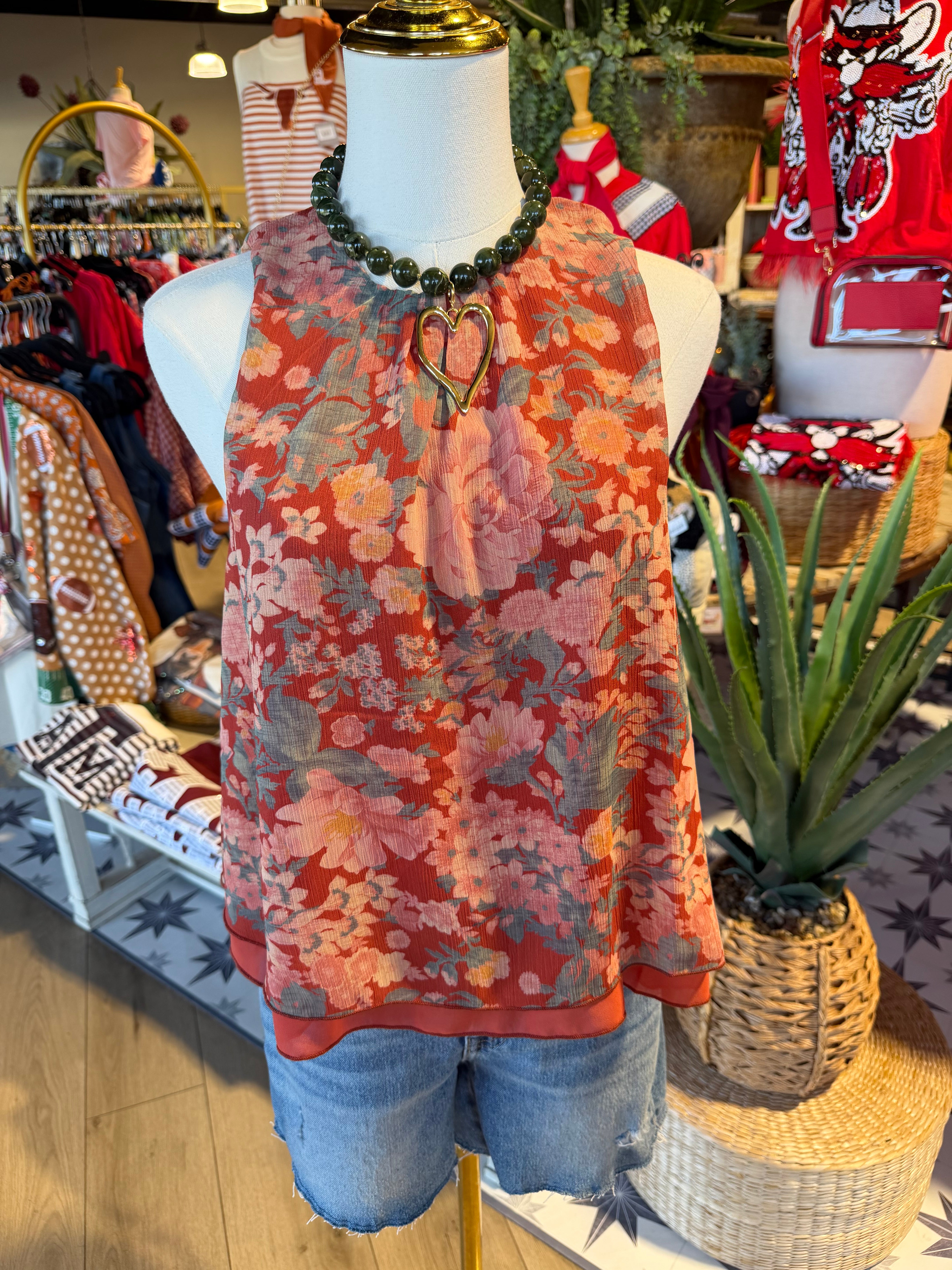 Chiffon Floral Print Sleeveless Top