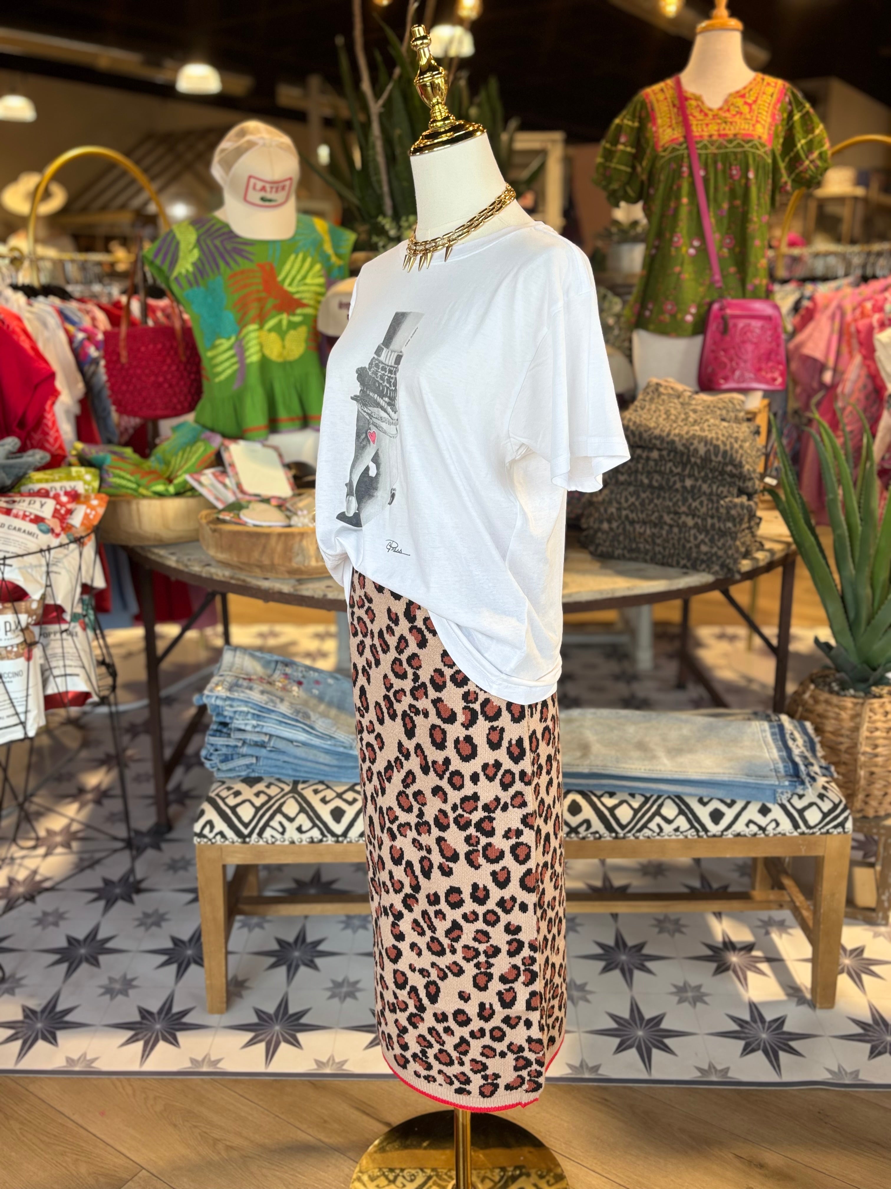 Leopard Sweater Knit Skirt