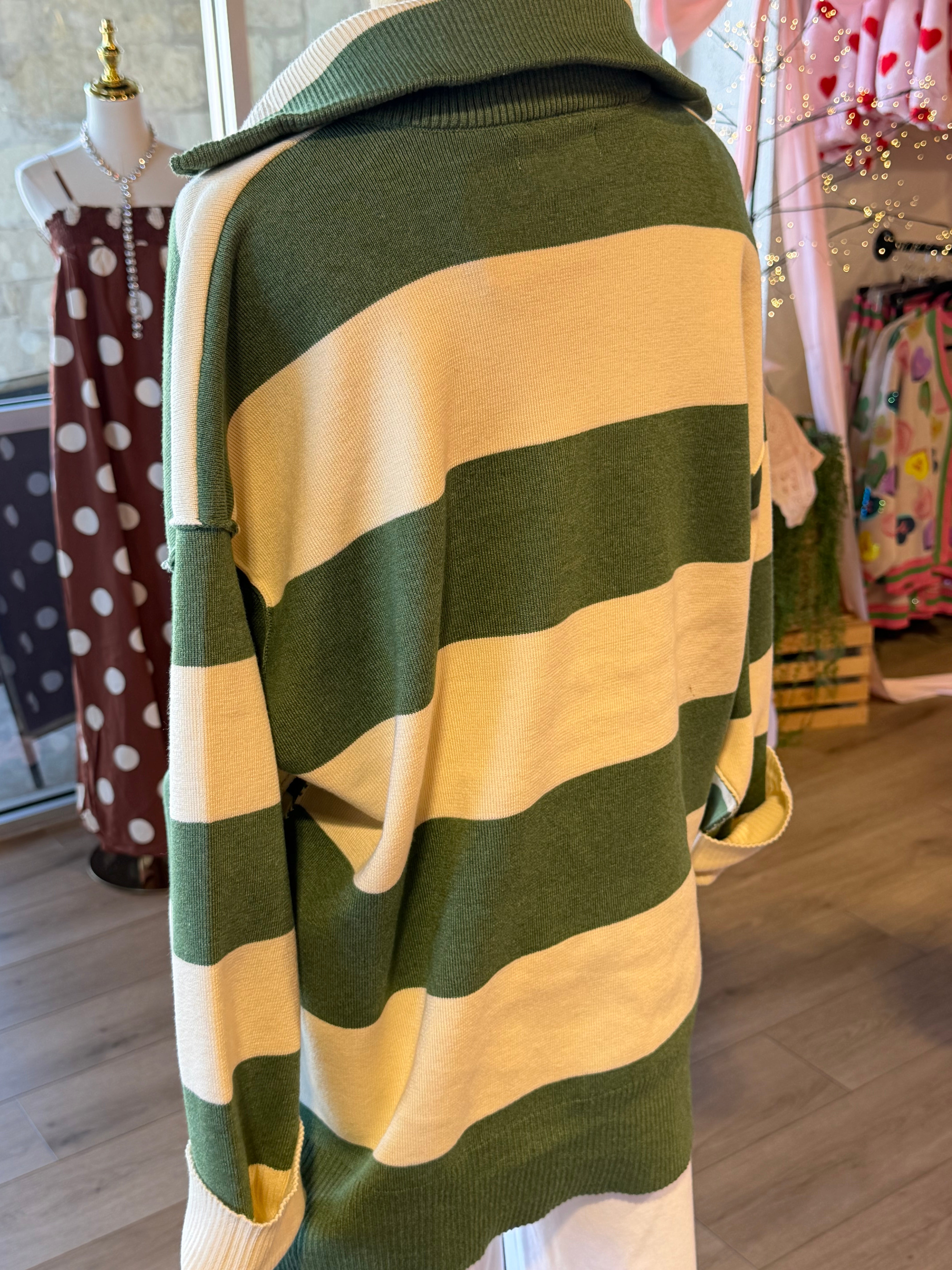 Knit Stripe Zip- 2 Colors