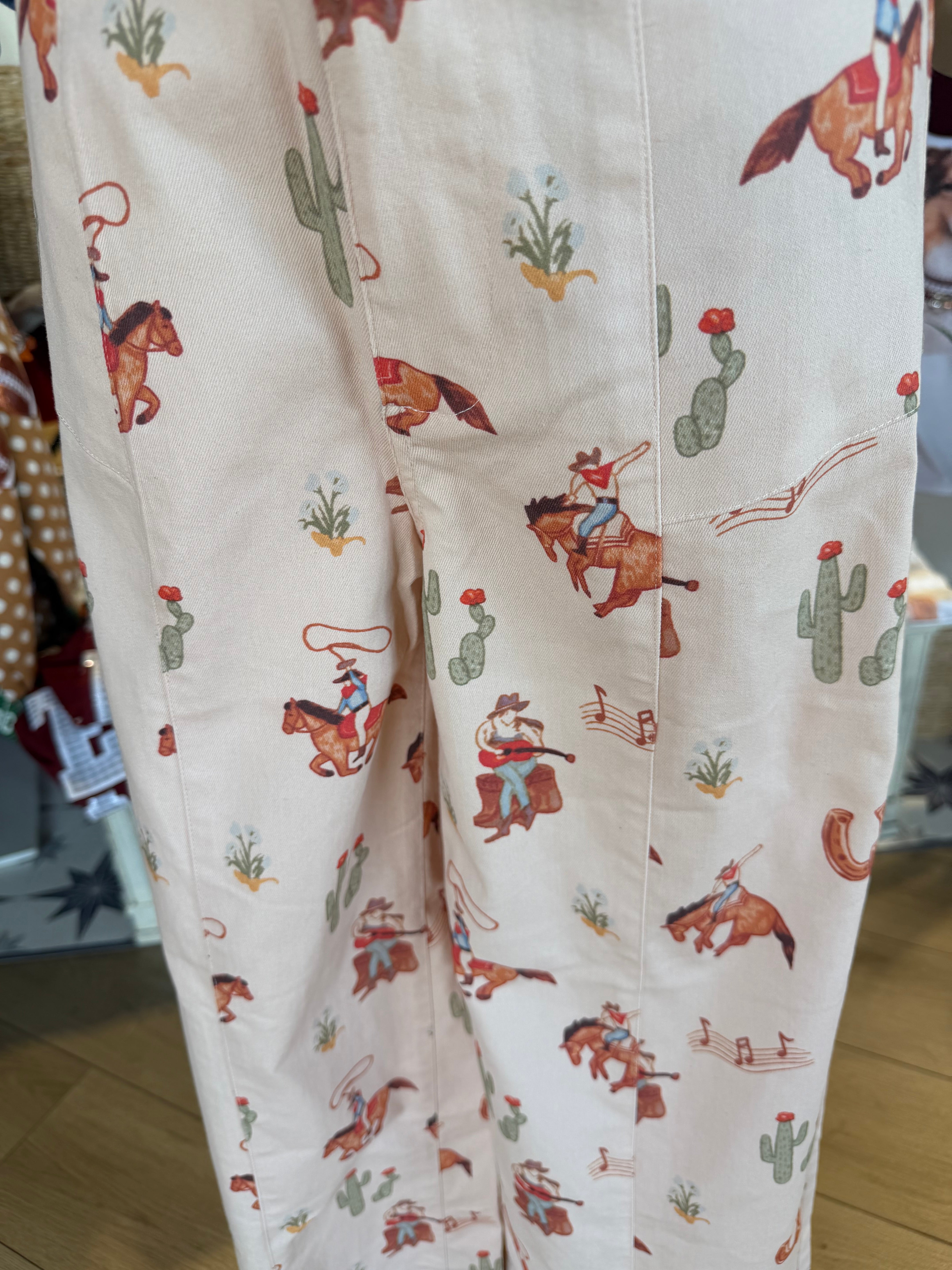 Cowboy Print Wide Leg Pants