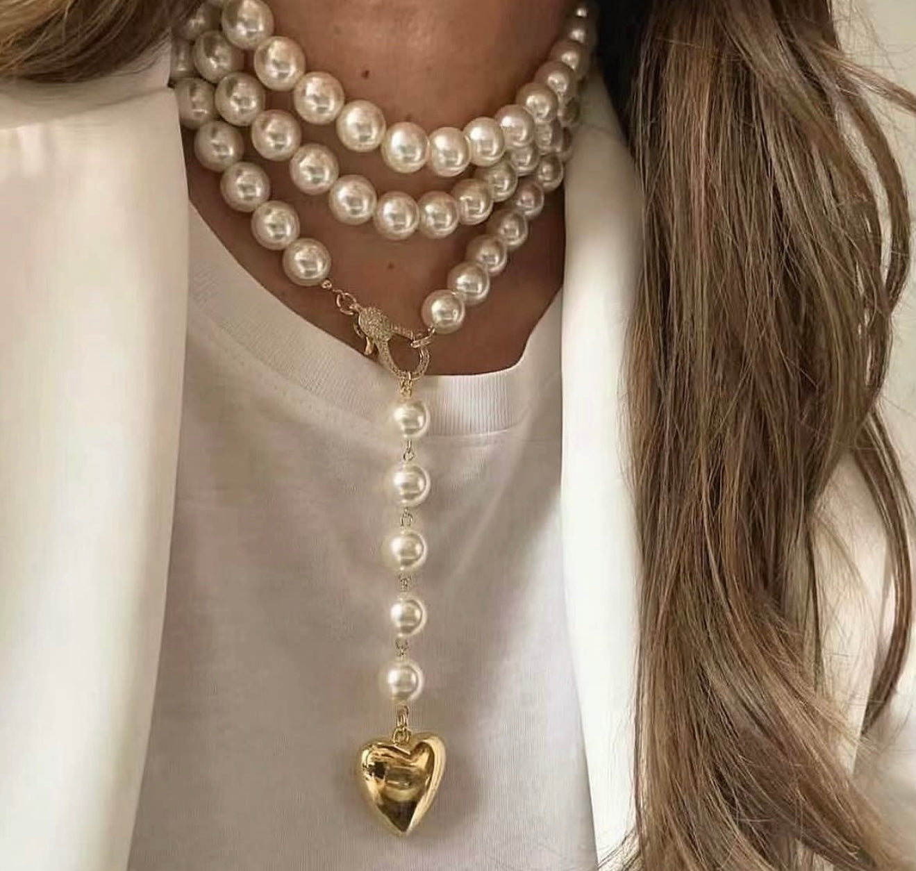 Pearl Chain Lariat Necklace