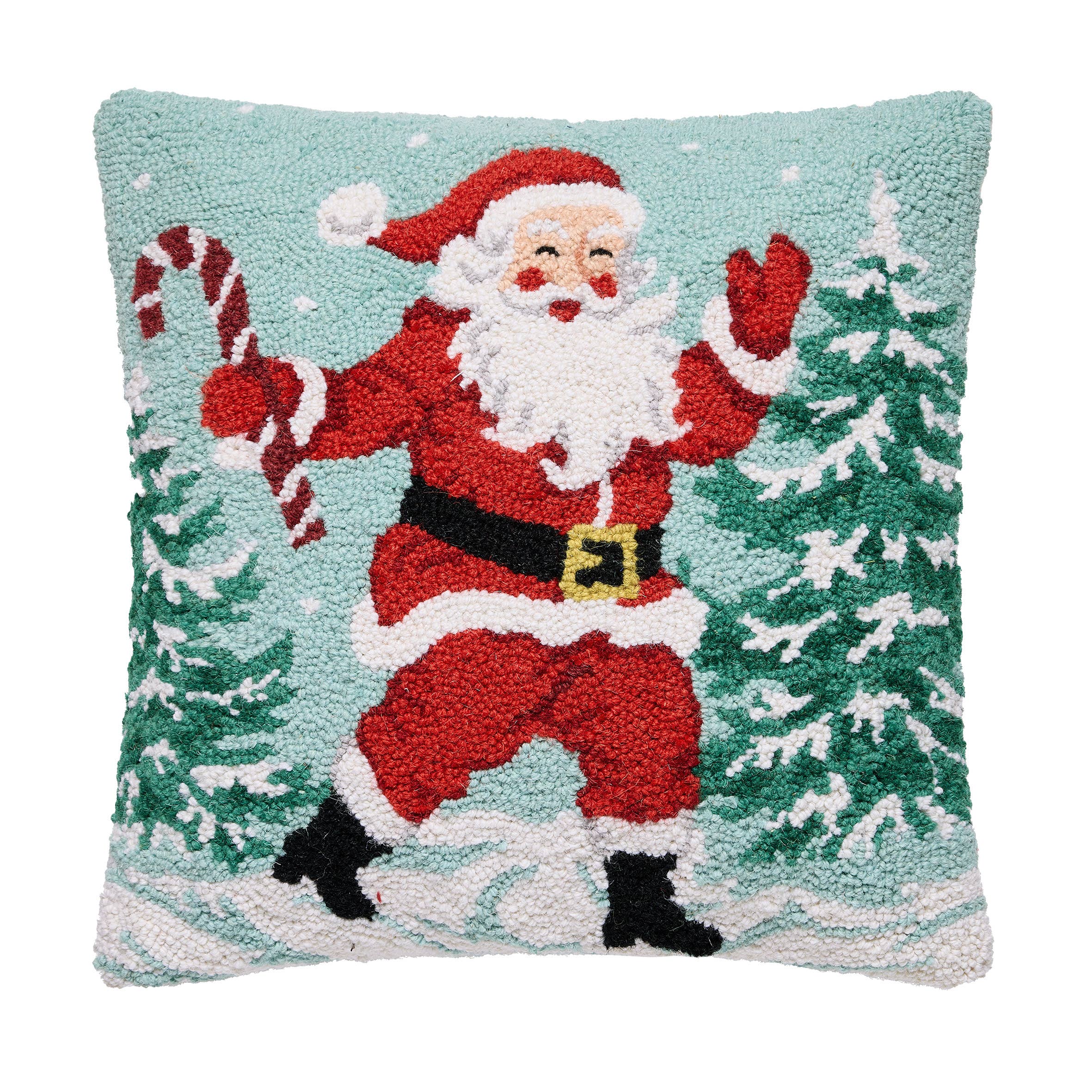 Santa w/Candy Cane Hook Pillow