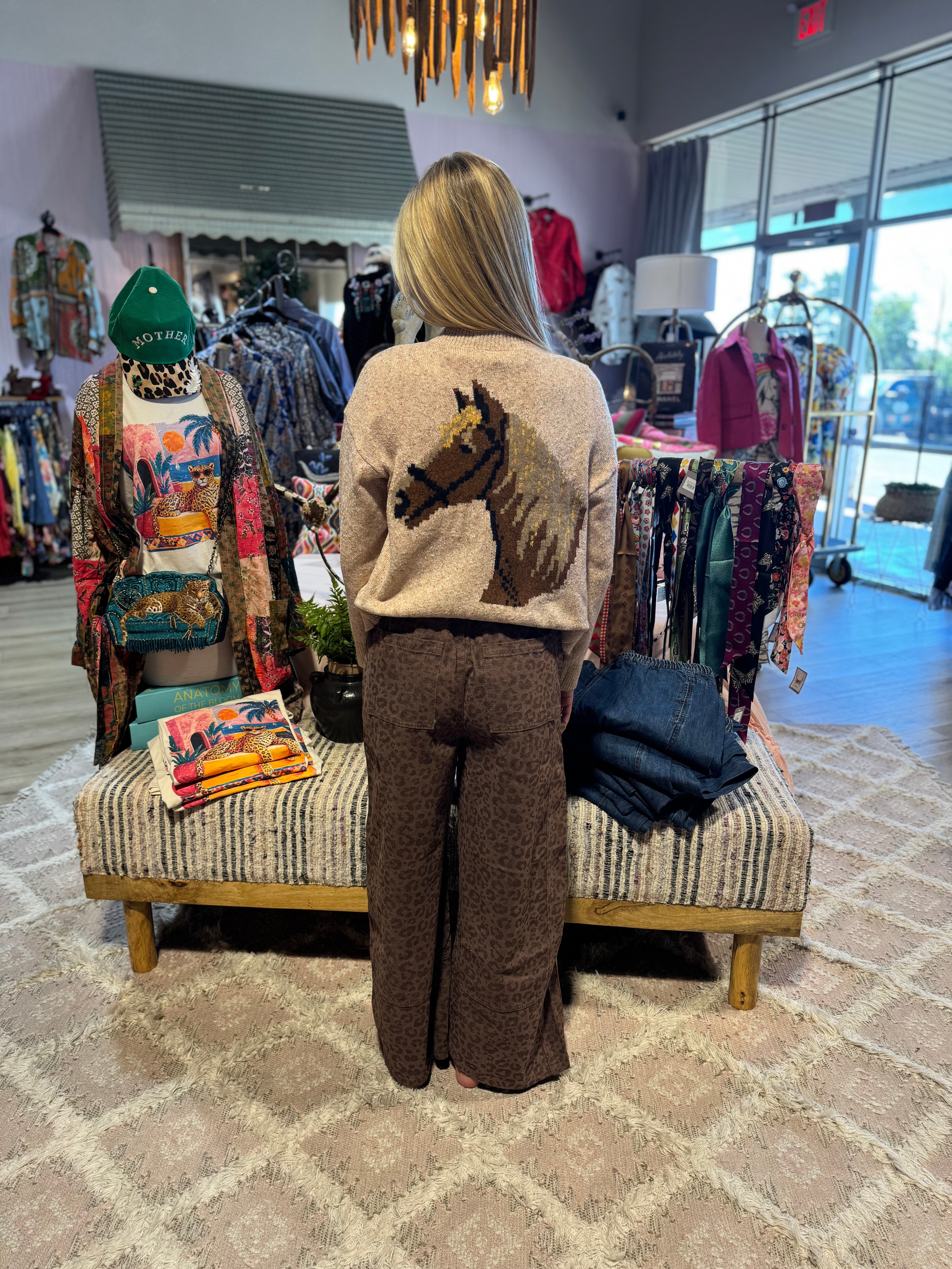 FALL VINTAGE LEOPARD WIDE LEG PANTS