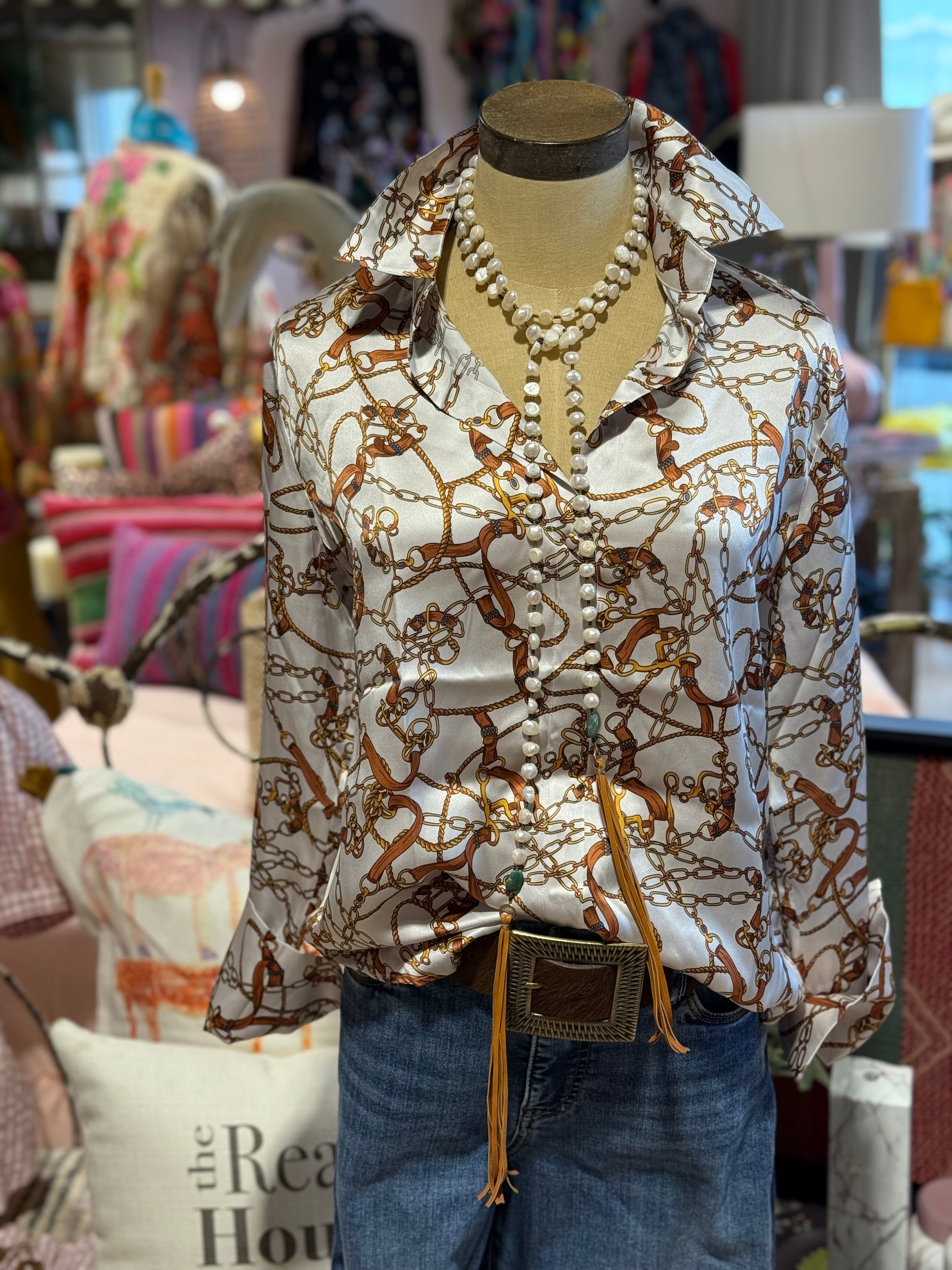 Daria Chain French Cuff Blouse