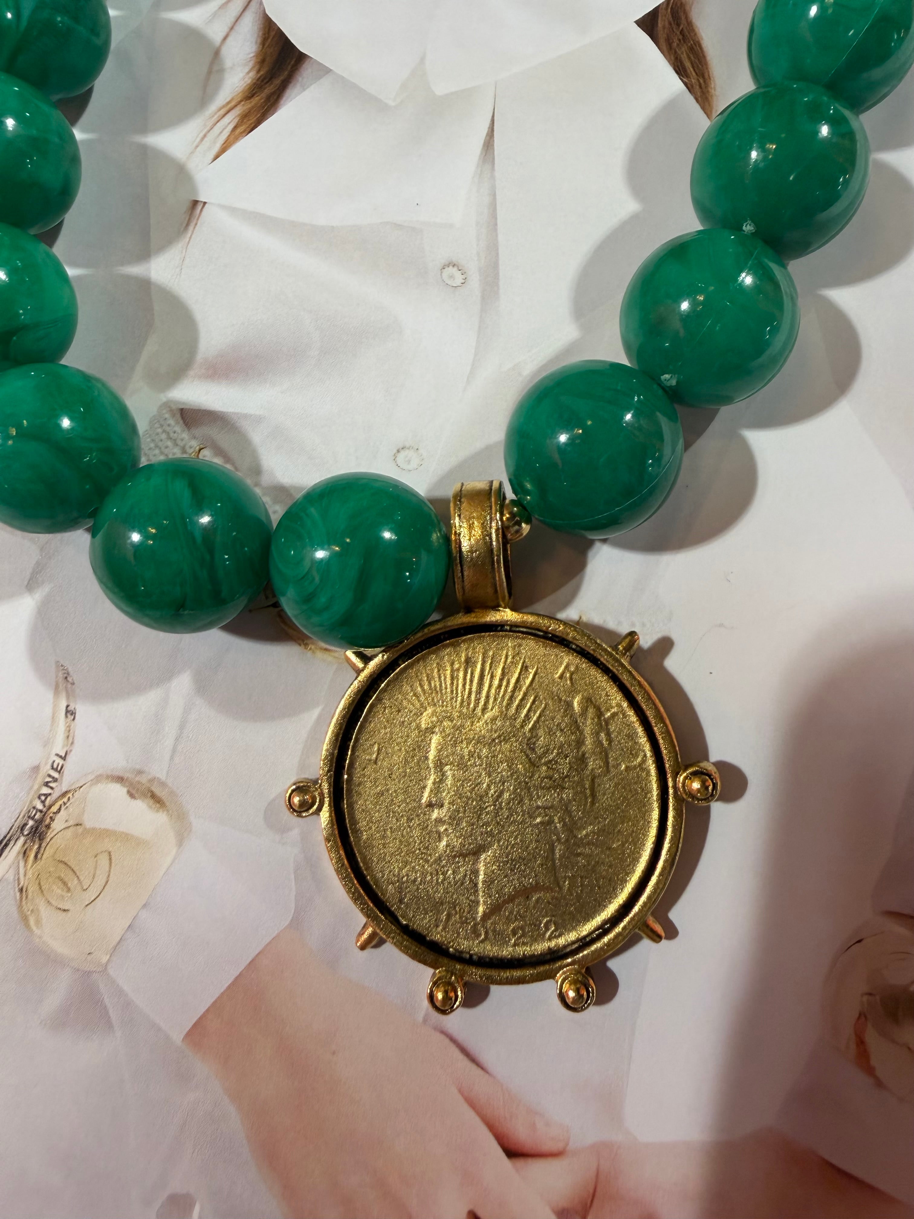 Green Coin Necklace