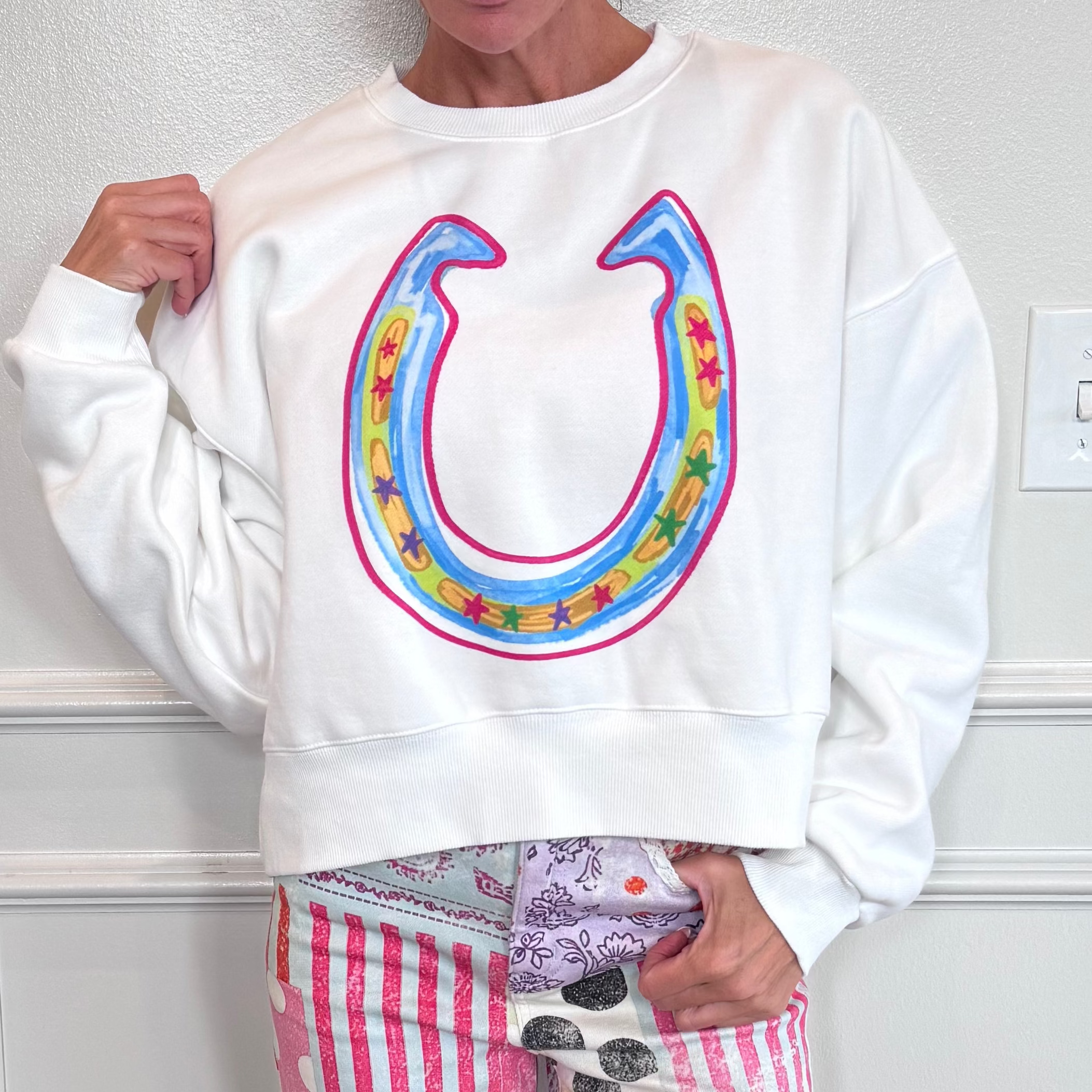 Bright Luck Horseshoe Crop Sweatshirt