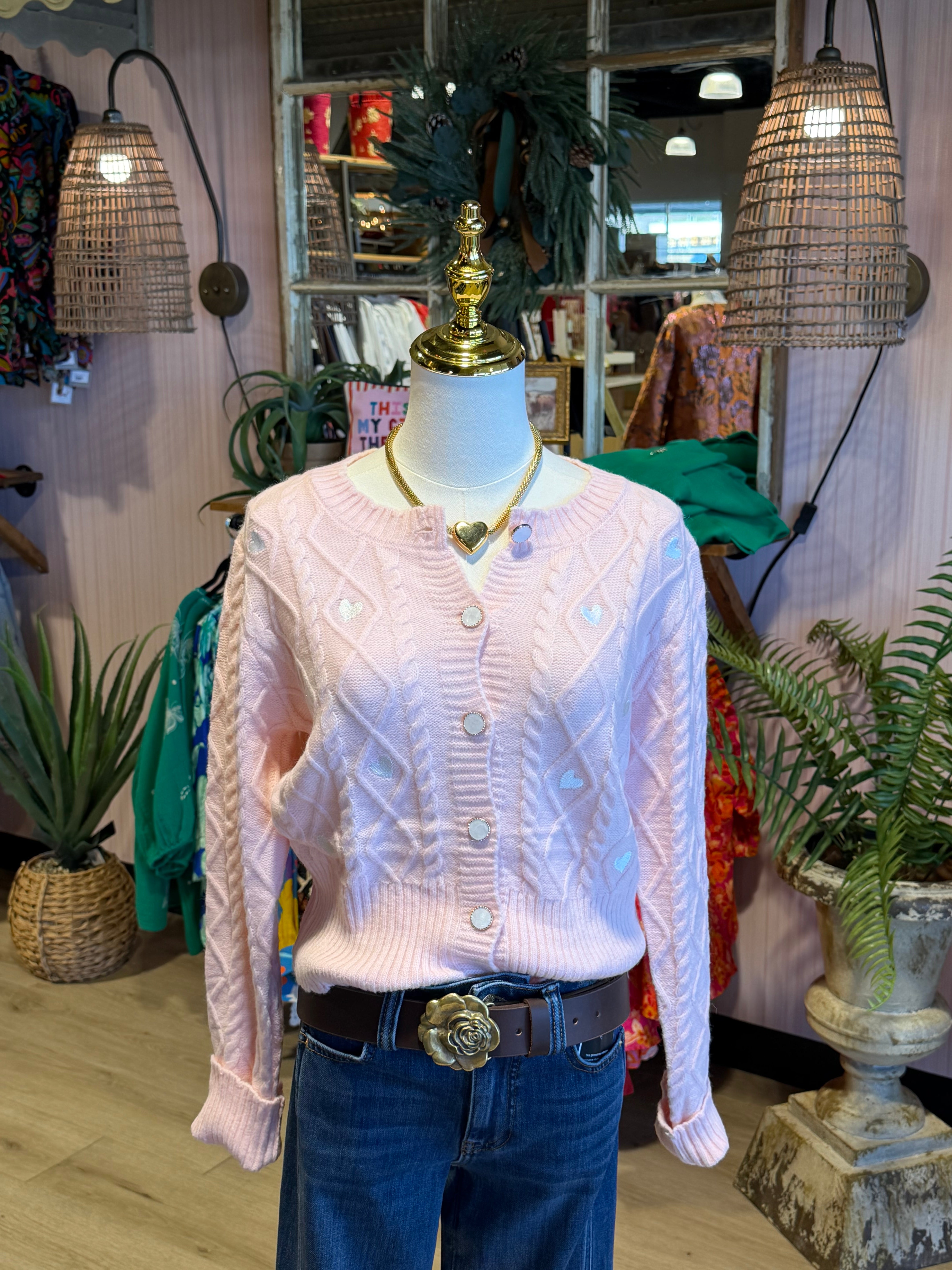 Cable Knit Heart Cardigan