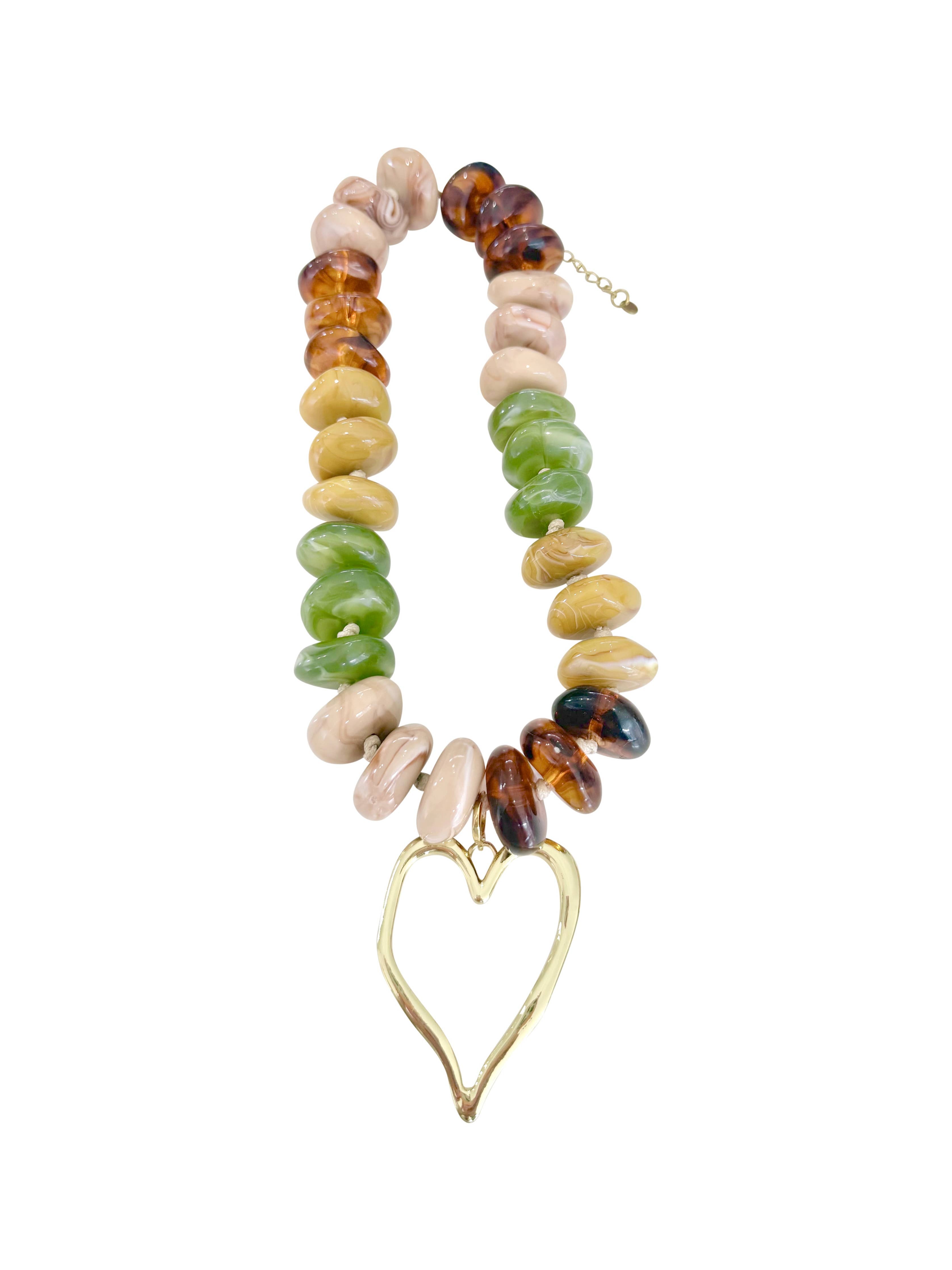 Rosemary Chunky Charm Necklace - Tortoise/Chartreuse Mix