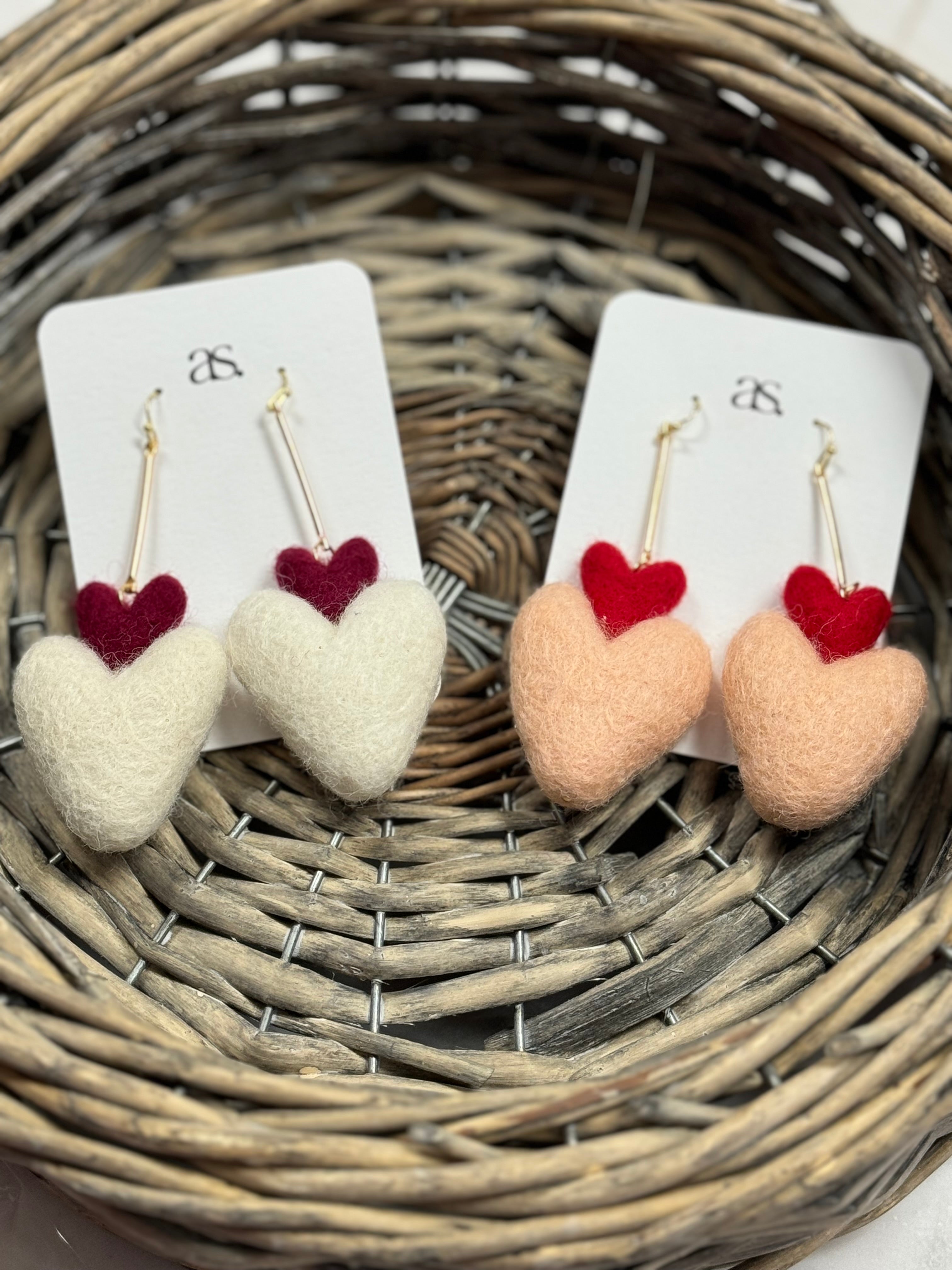 Fuzzy Heart Earrings