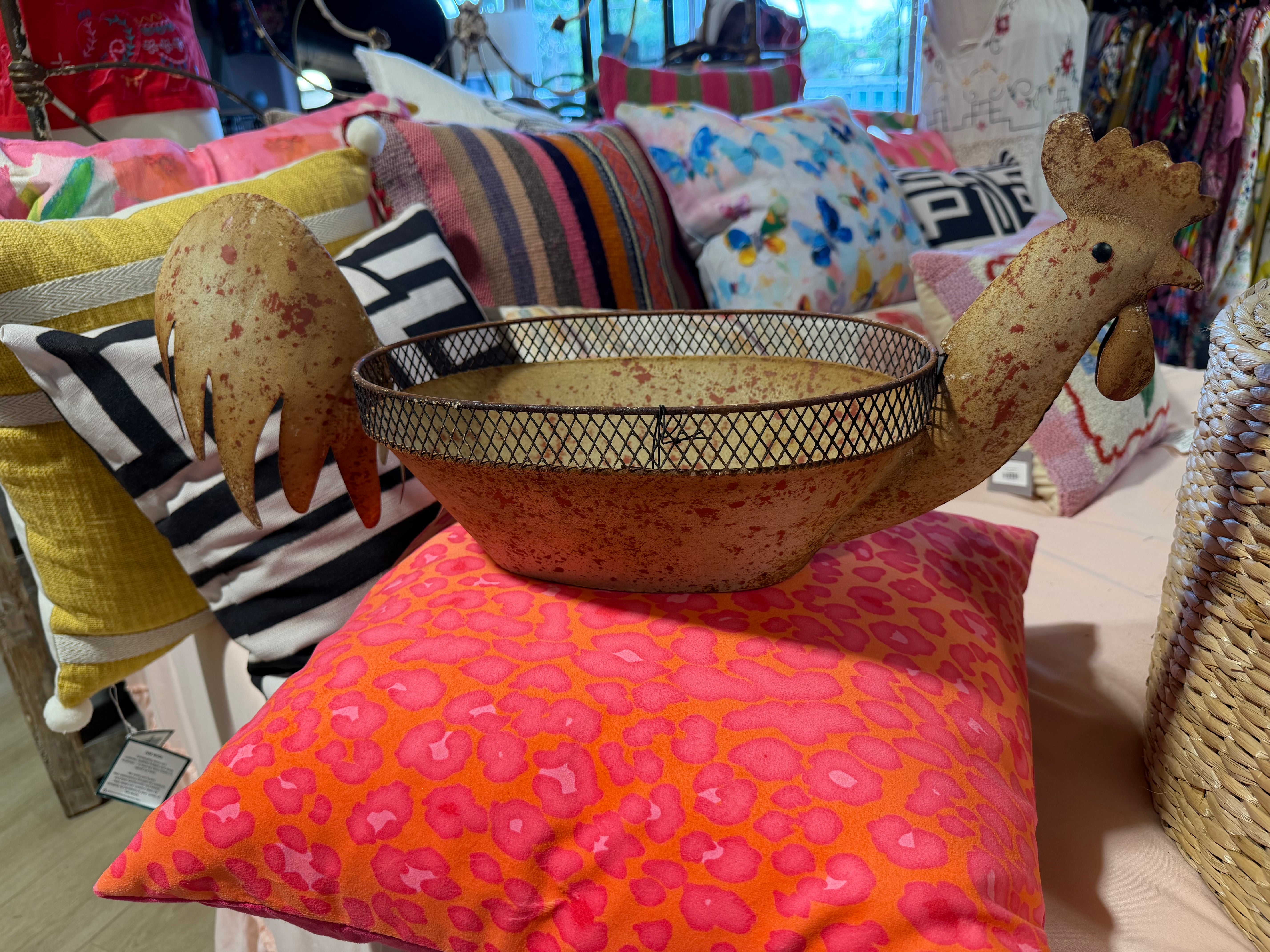 Metal Rooster Basket