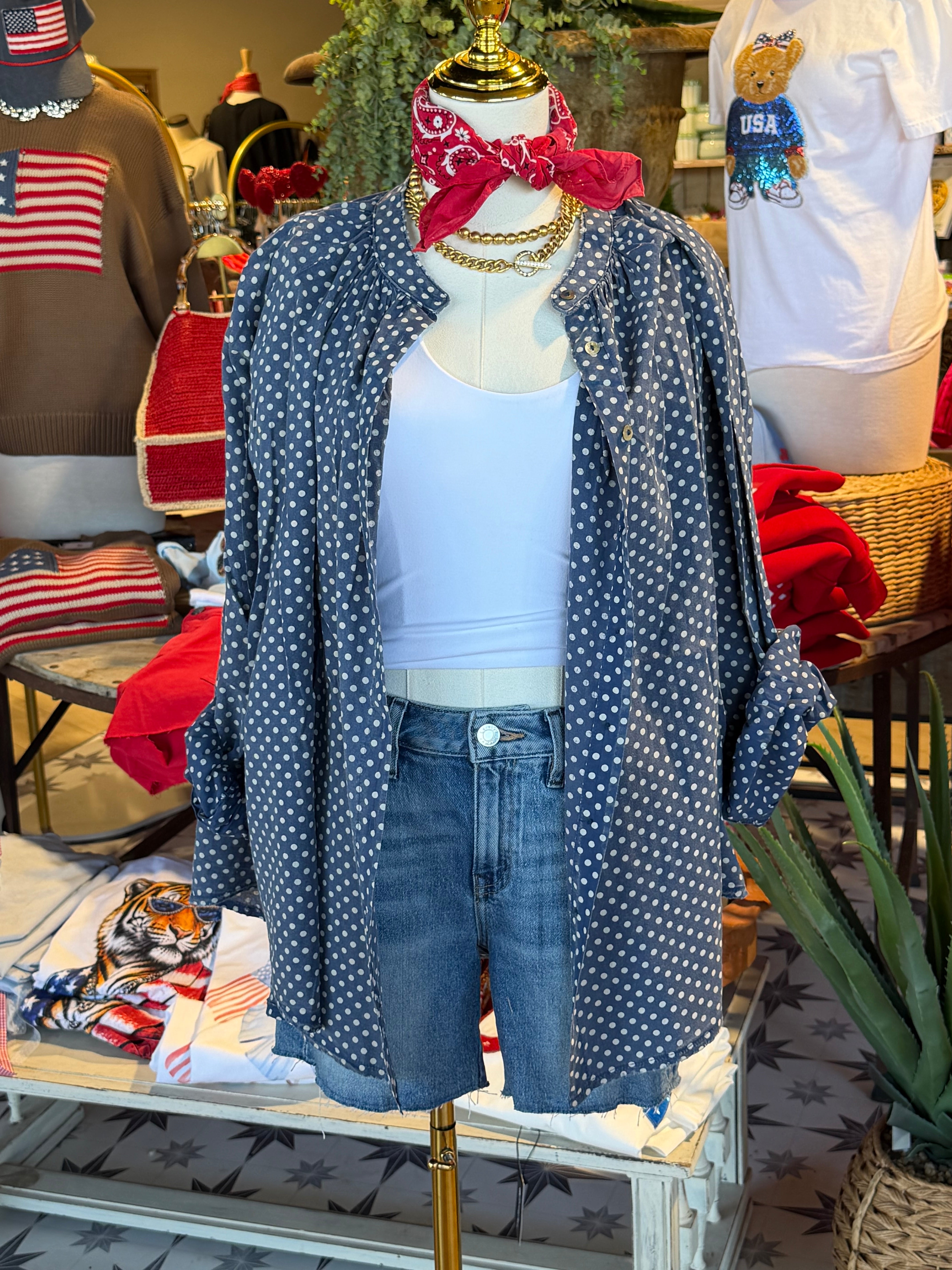 Sweet Nothings Shirt - Navy Dot