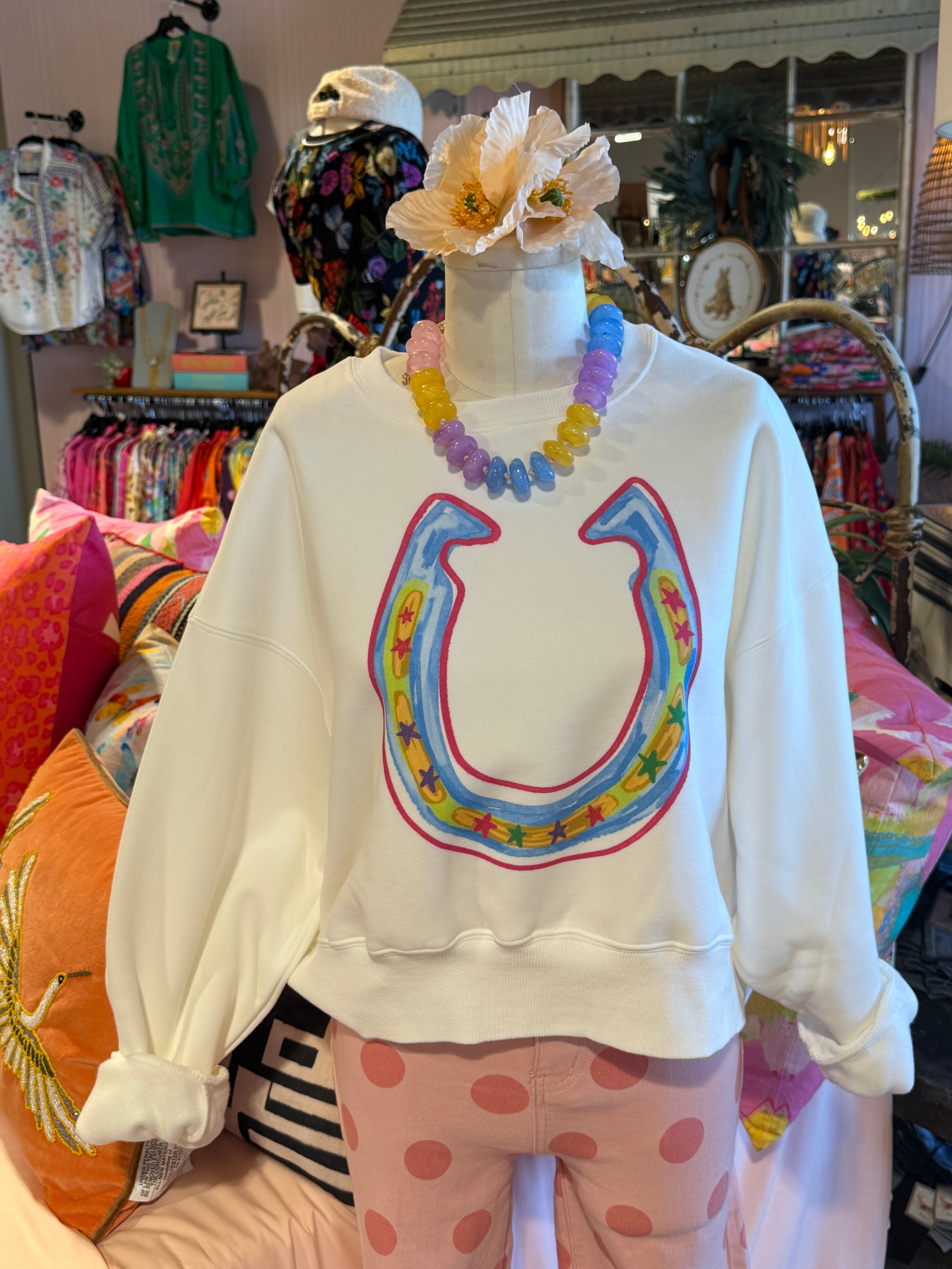Bright Luck Horseshoe Crop Sweatshirt