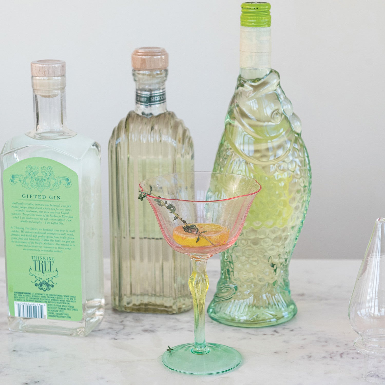 Pink, Yellow, Green Wine Glass