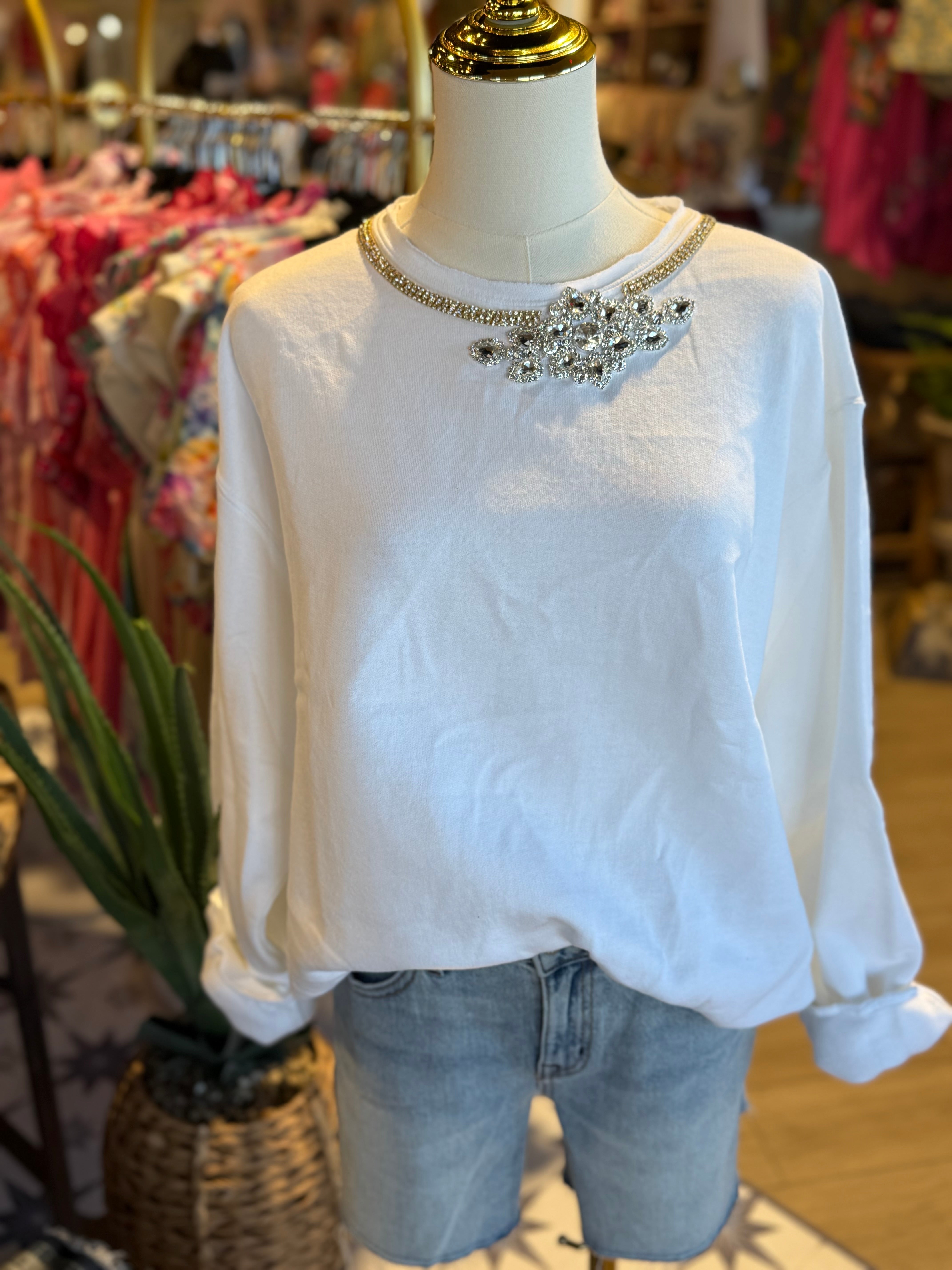 Crystal Embellished Sweater ( 2 Colors)