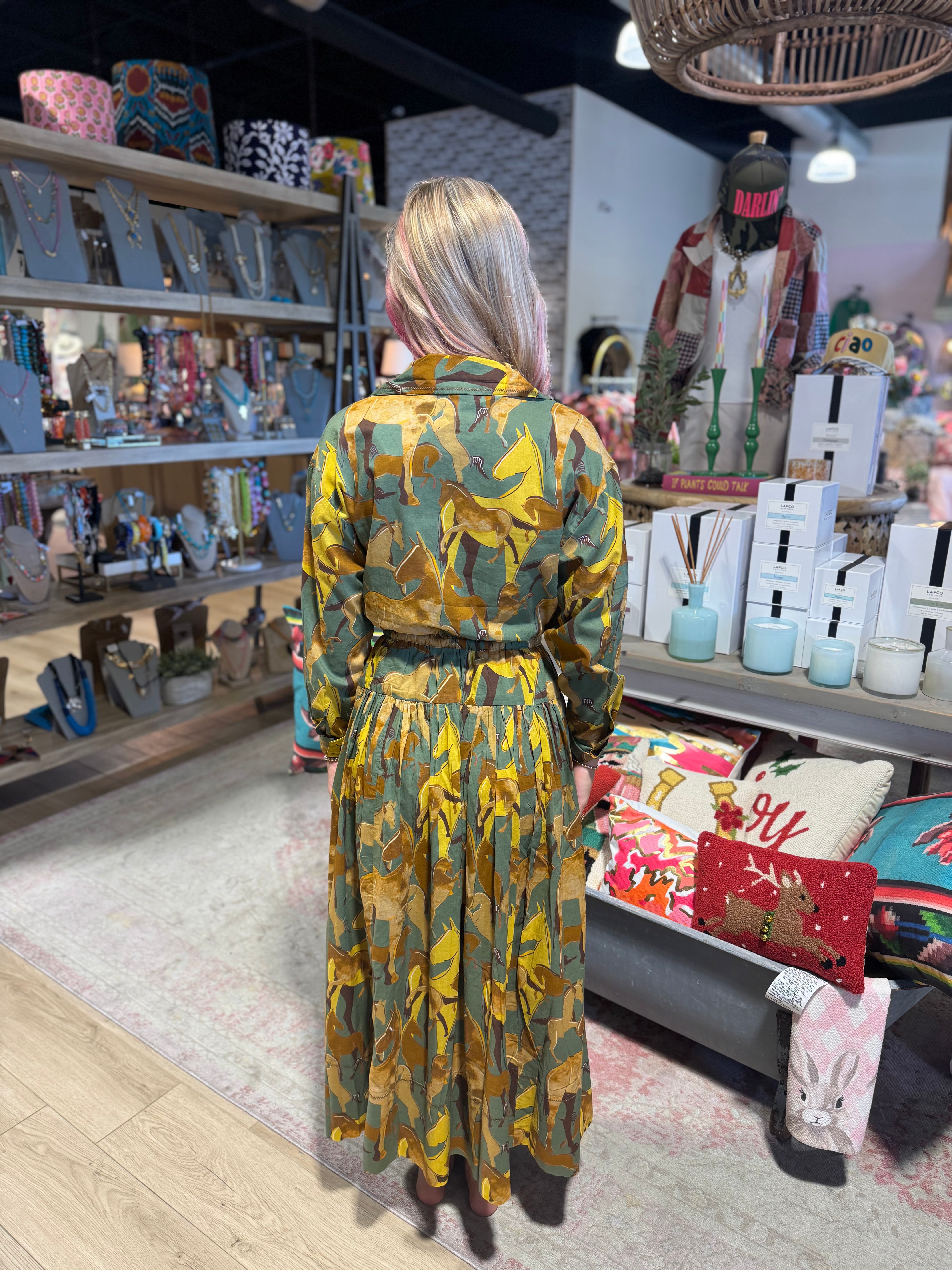 Horse Button Down Dress