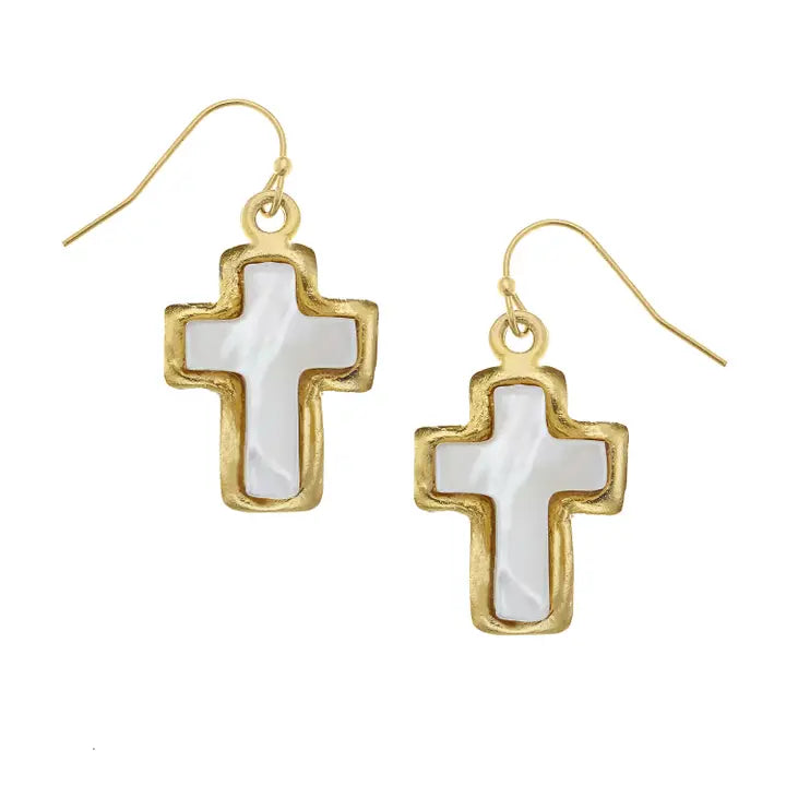 Mother Pearl Cross Earring