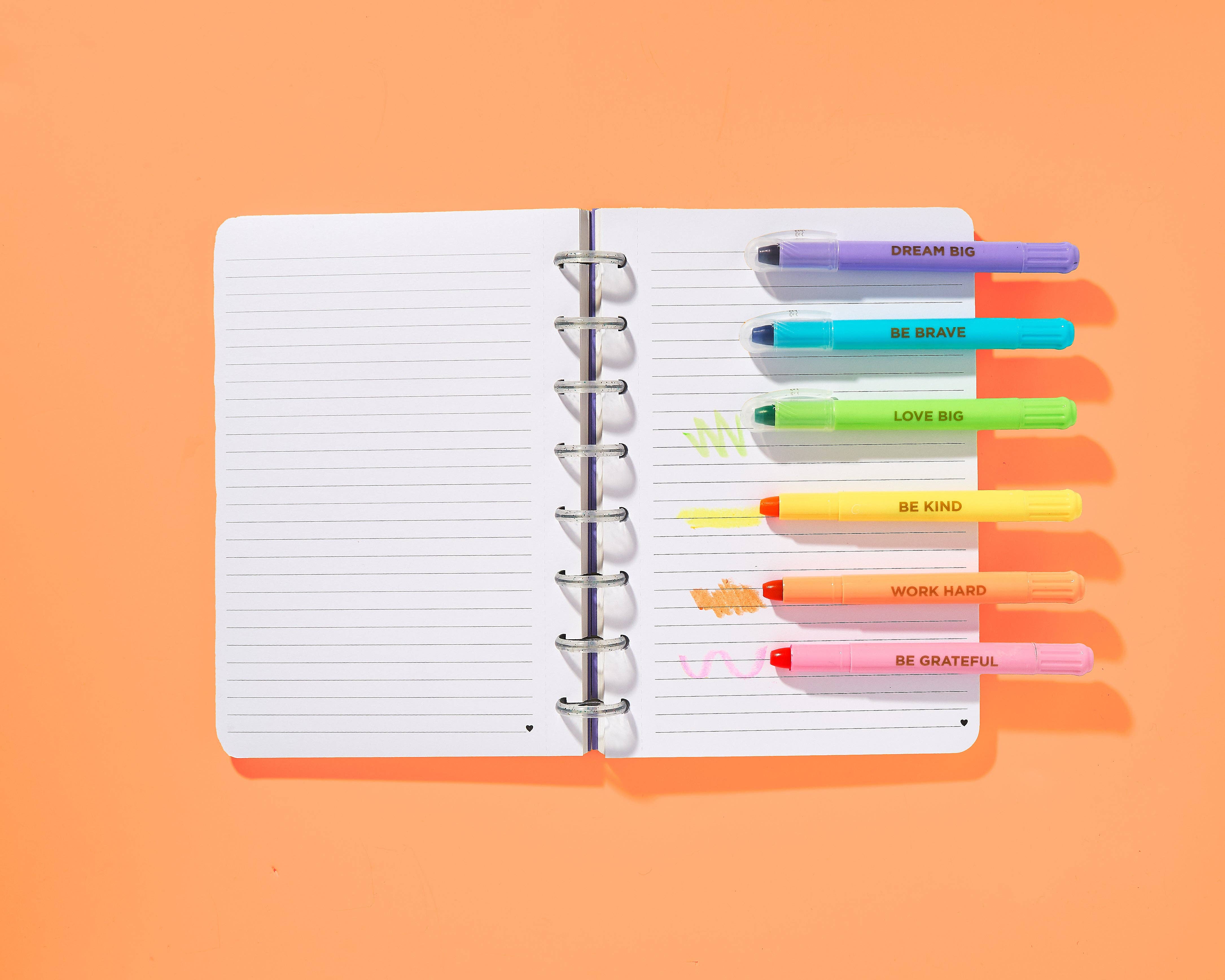 Wax Highlighter Set - Motivational - Asst Clrs - 6 Piece Set