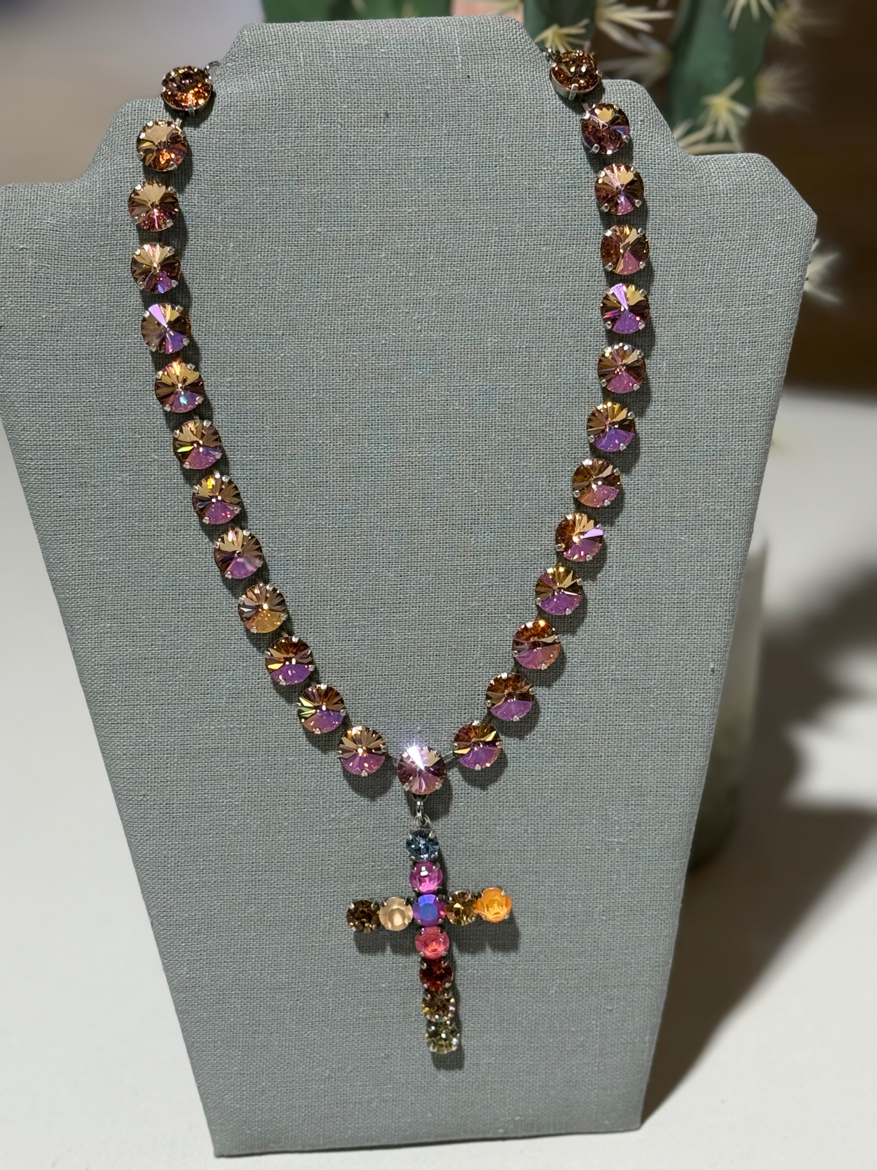 Donatella Pink Cross Necklace