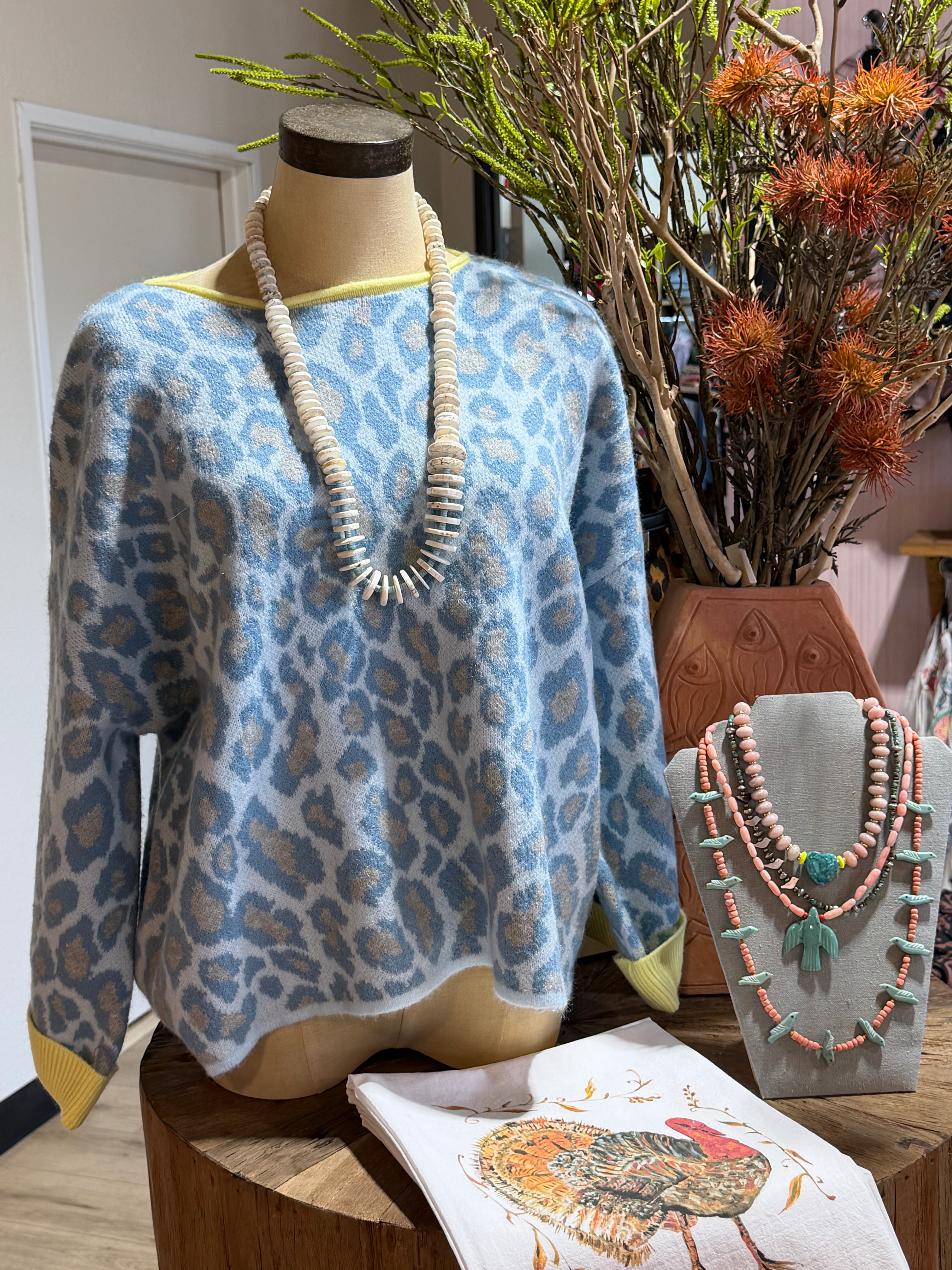 Baby Blue Leopard Top