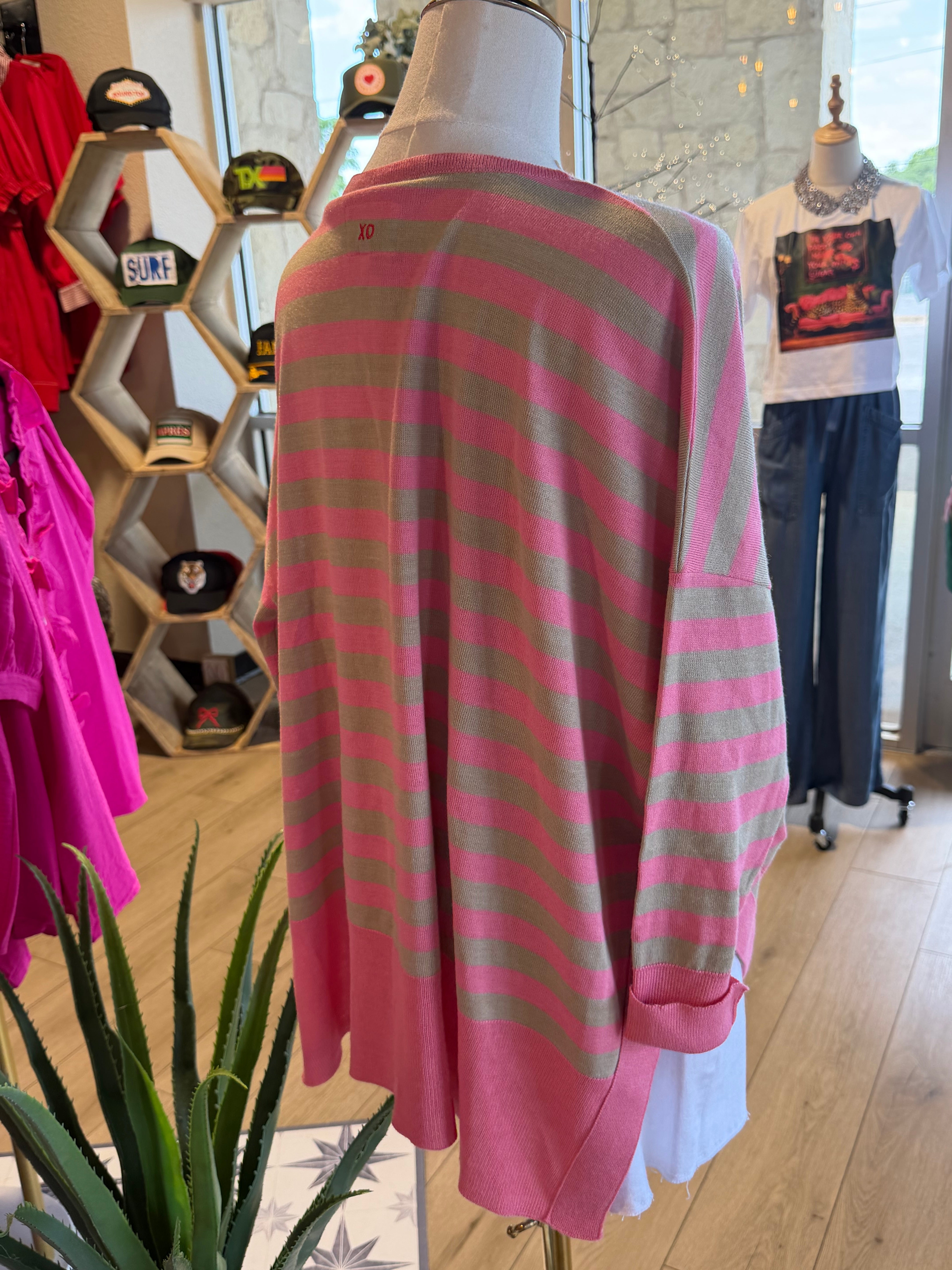 Amour XO Sweater - Pink / khaki