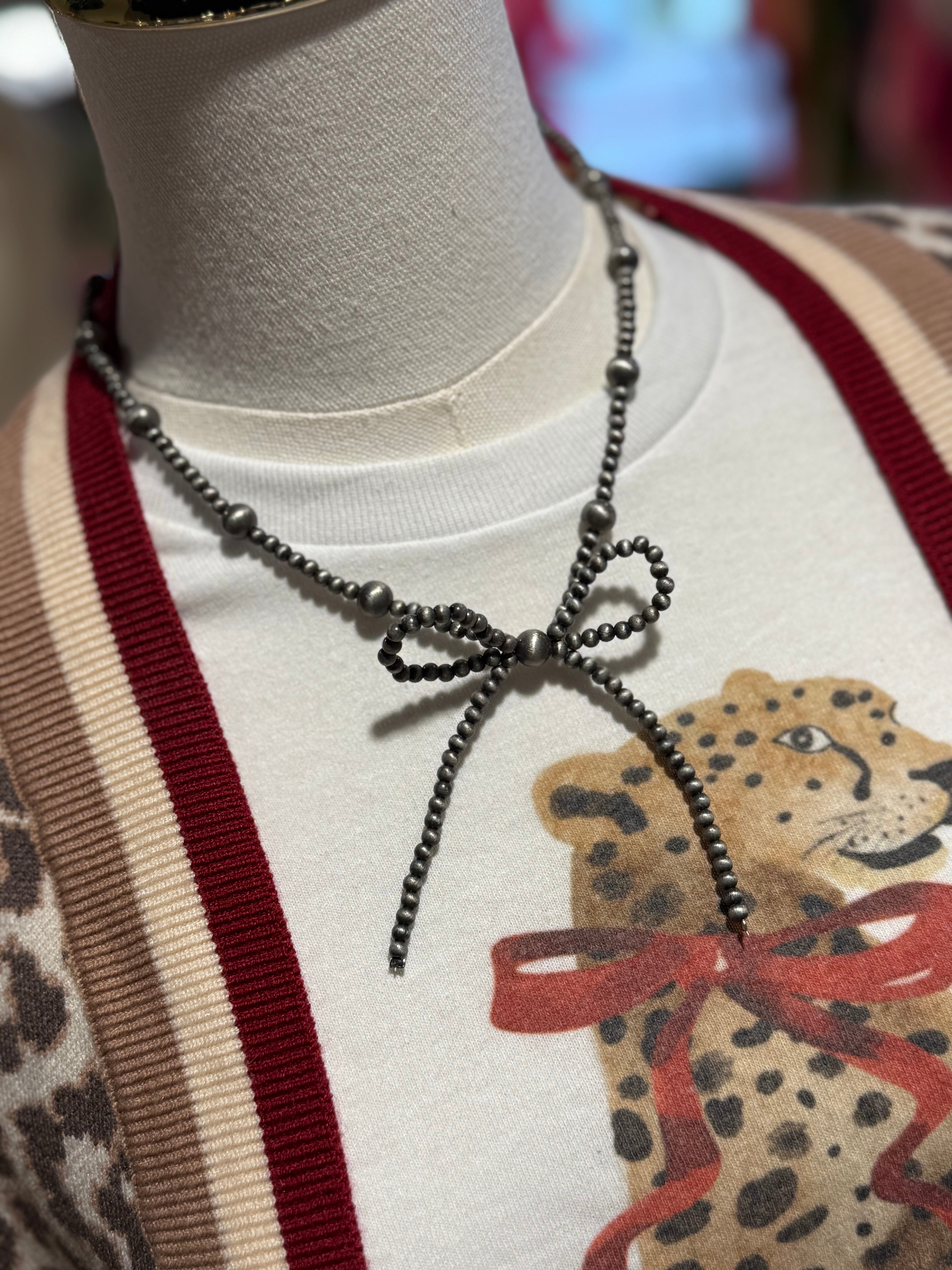 Silver Bow Necklace