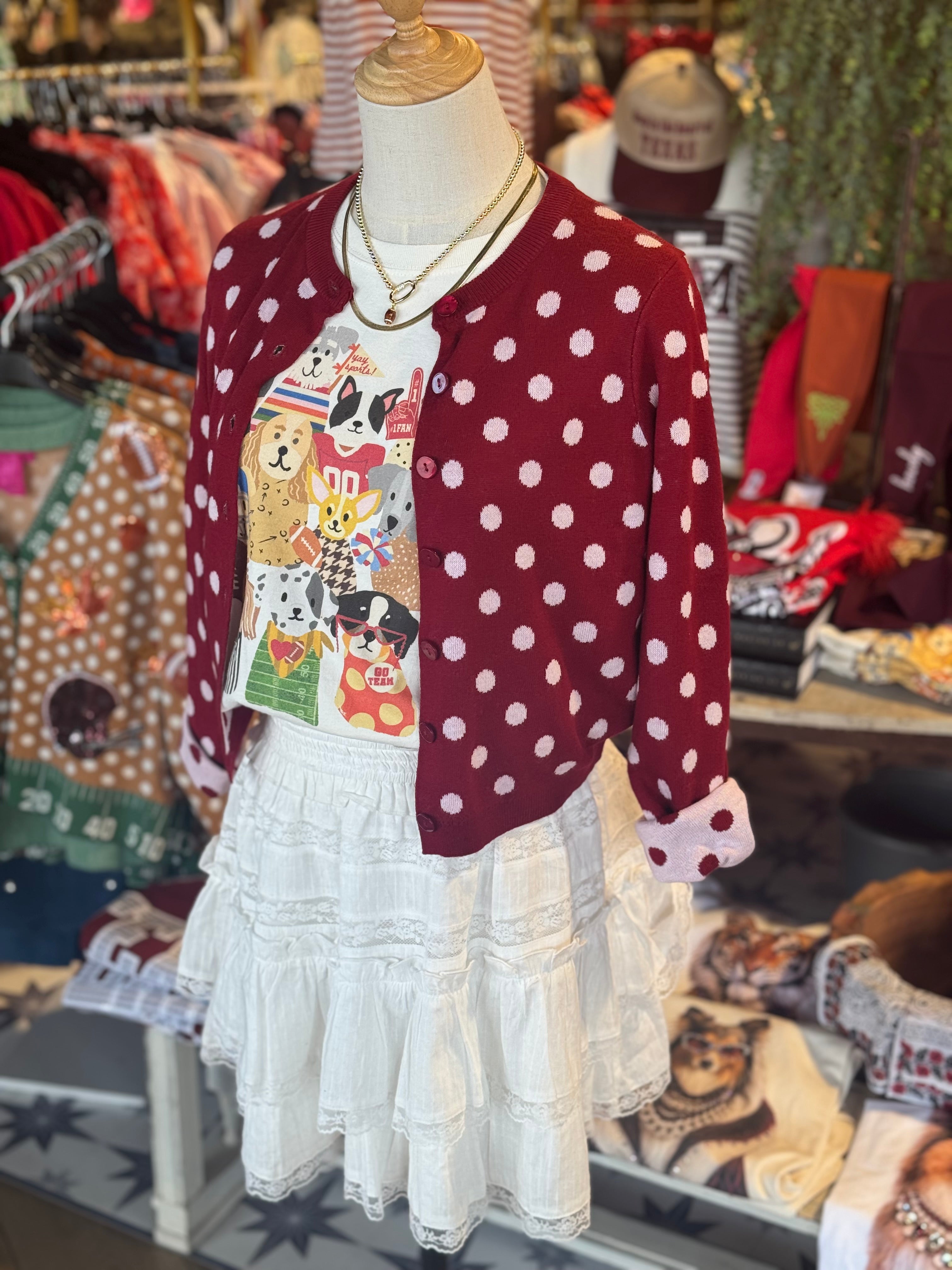 Callie Polka Dot Cropped Cardigan