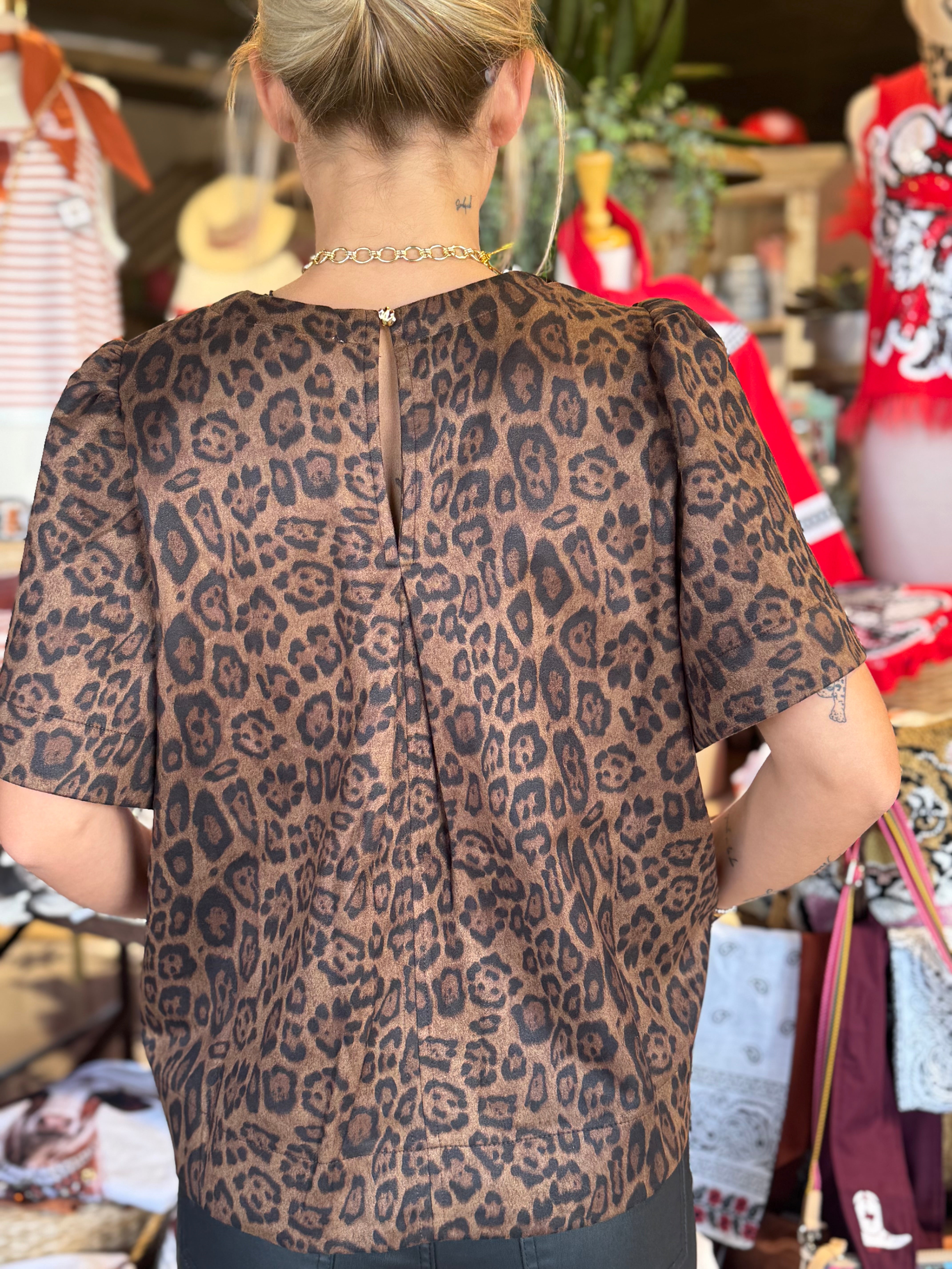 Suede Animal Print Top
