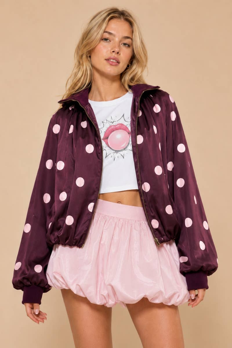 SATIN POLKADOT BUBBLE JACKET
